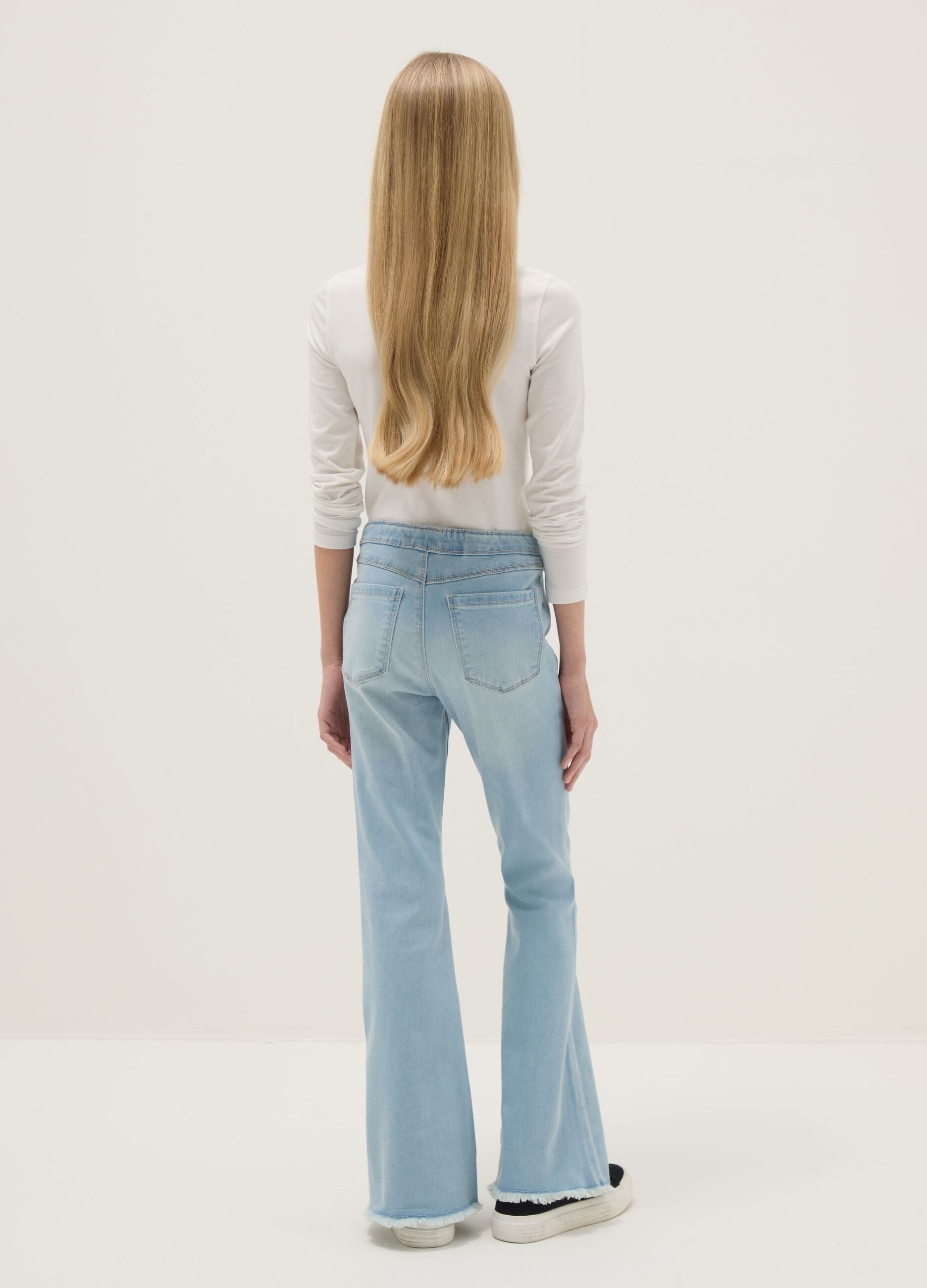 Girls' Stretch Cotton Flare Jeggings in Blue