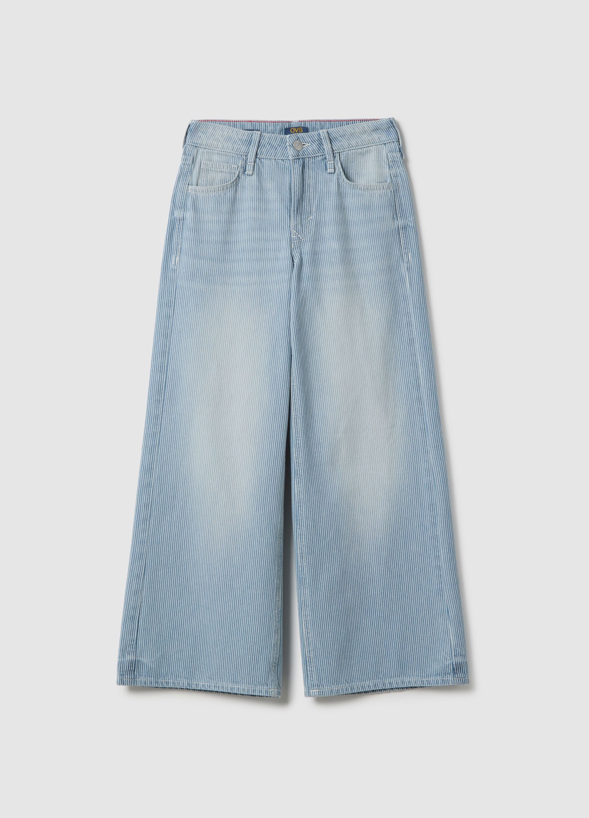 Girls' multicolour pure cotton wide leg trousers