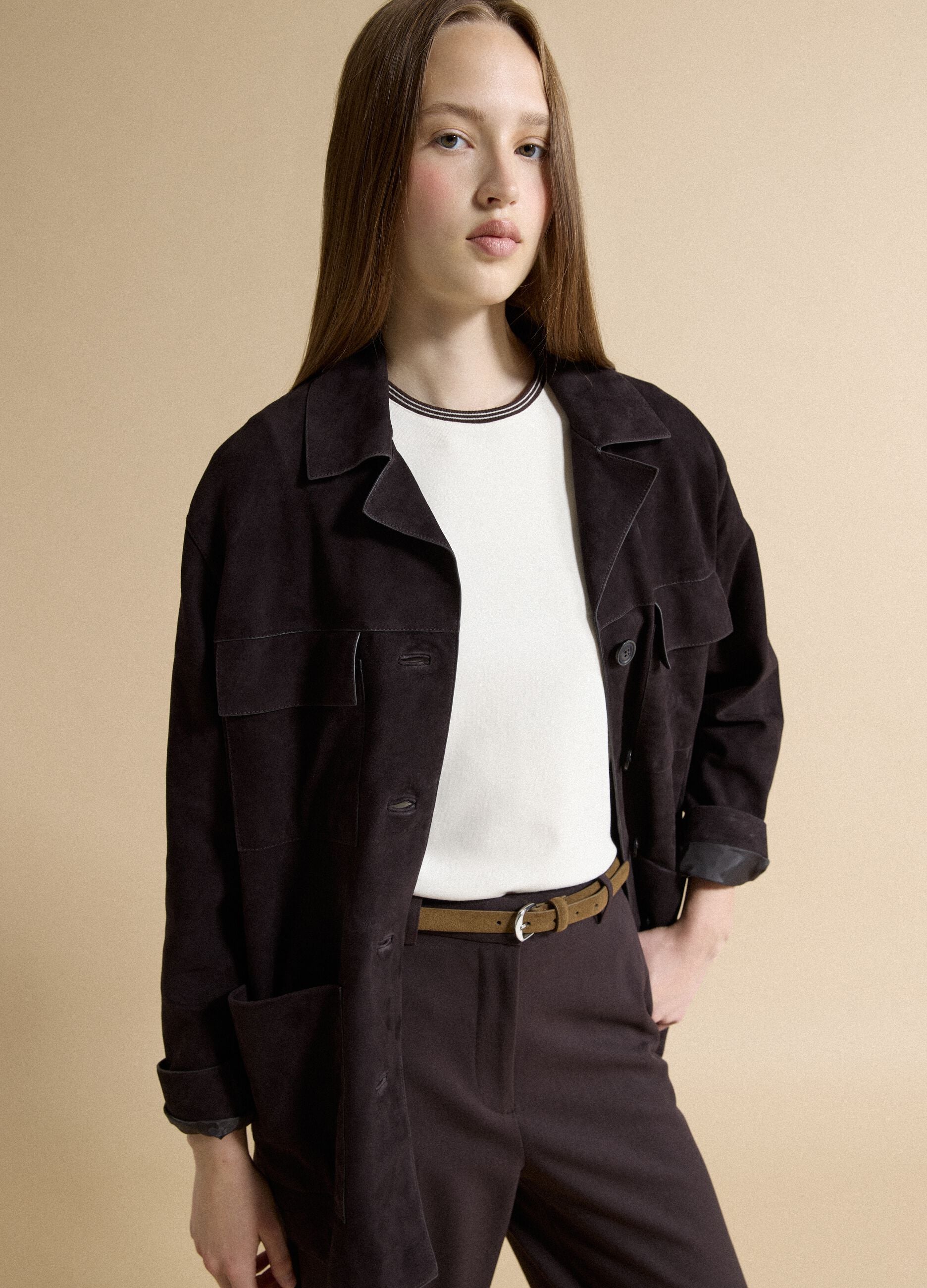 Giacca nera in vera pelle regular fit