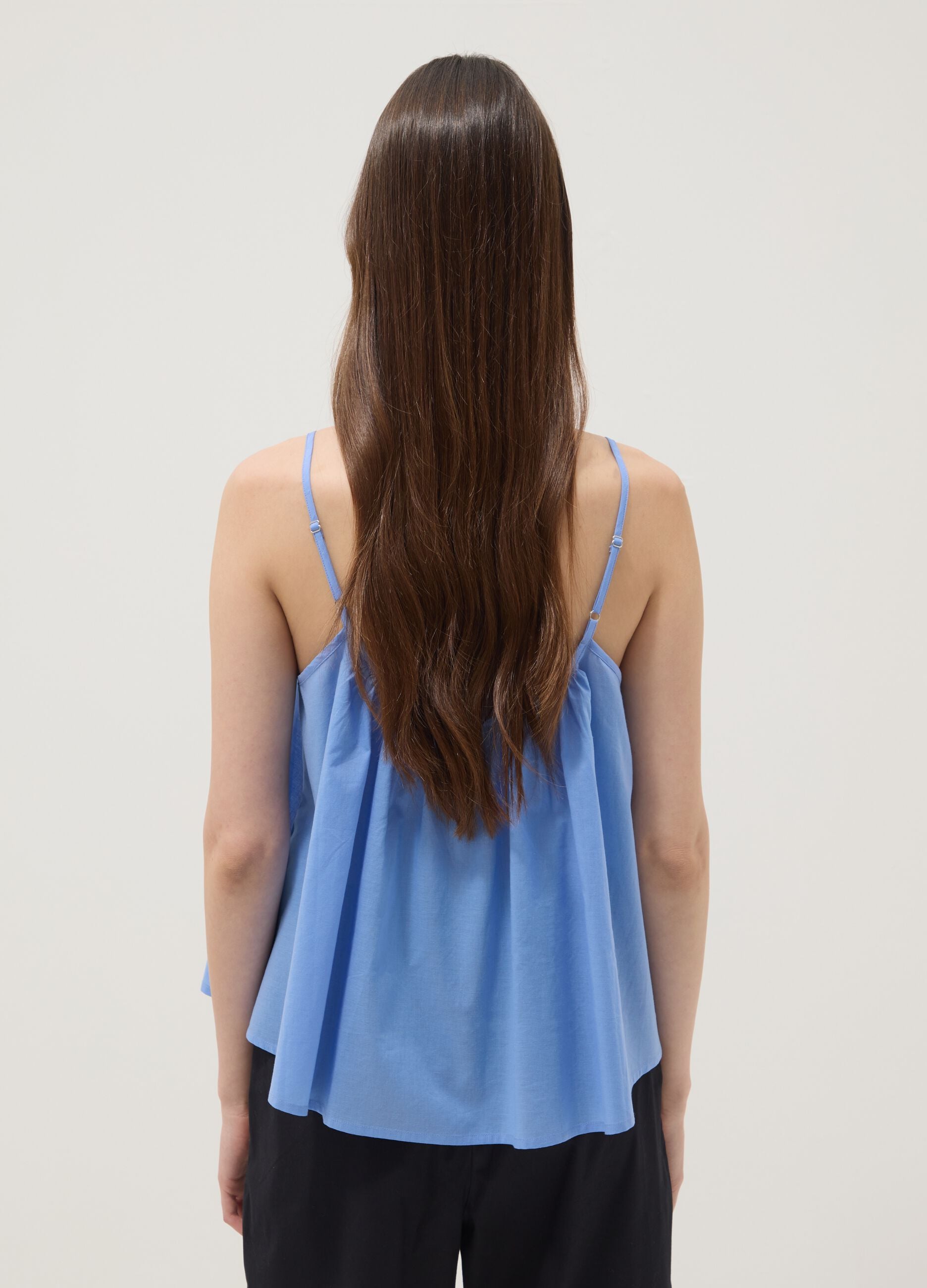 Blue pure cotton camisole with thin straps