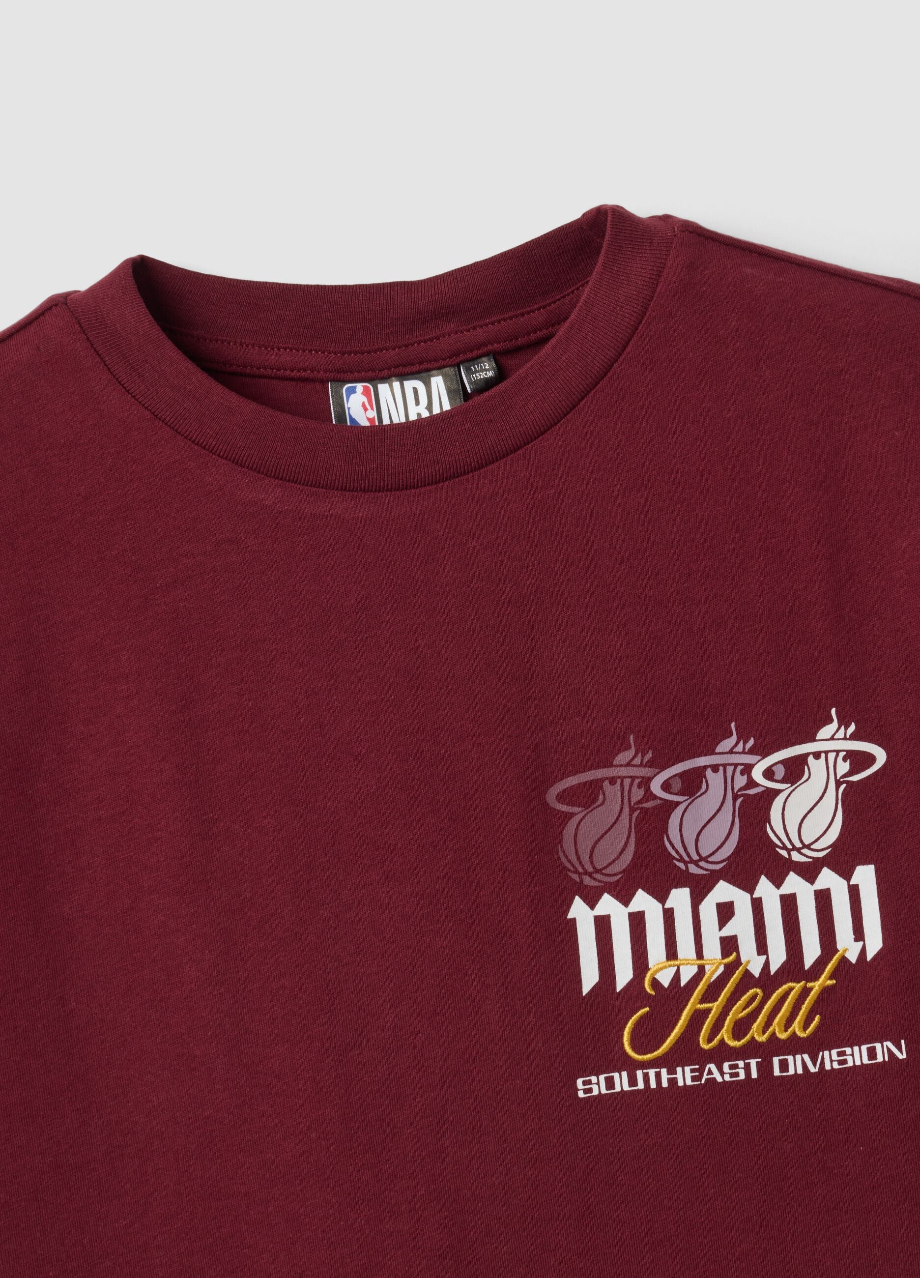 Red pure cotton Miami Heat print T-shirt for boys