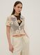 Beige cotton-blend regular-fit shirt with knitted detailing_0