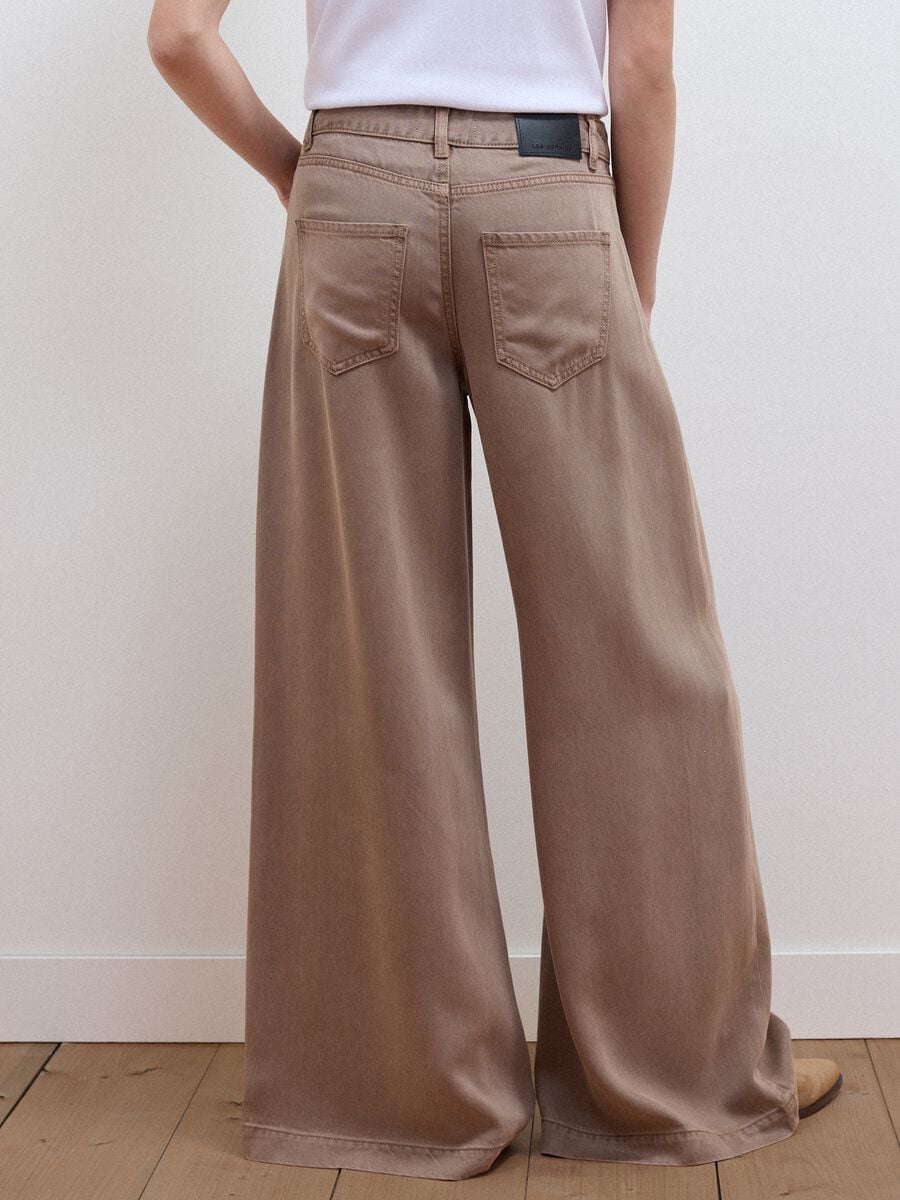 Jeans marroni wide leg in puro lyocell_2