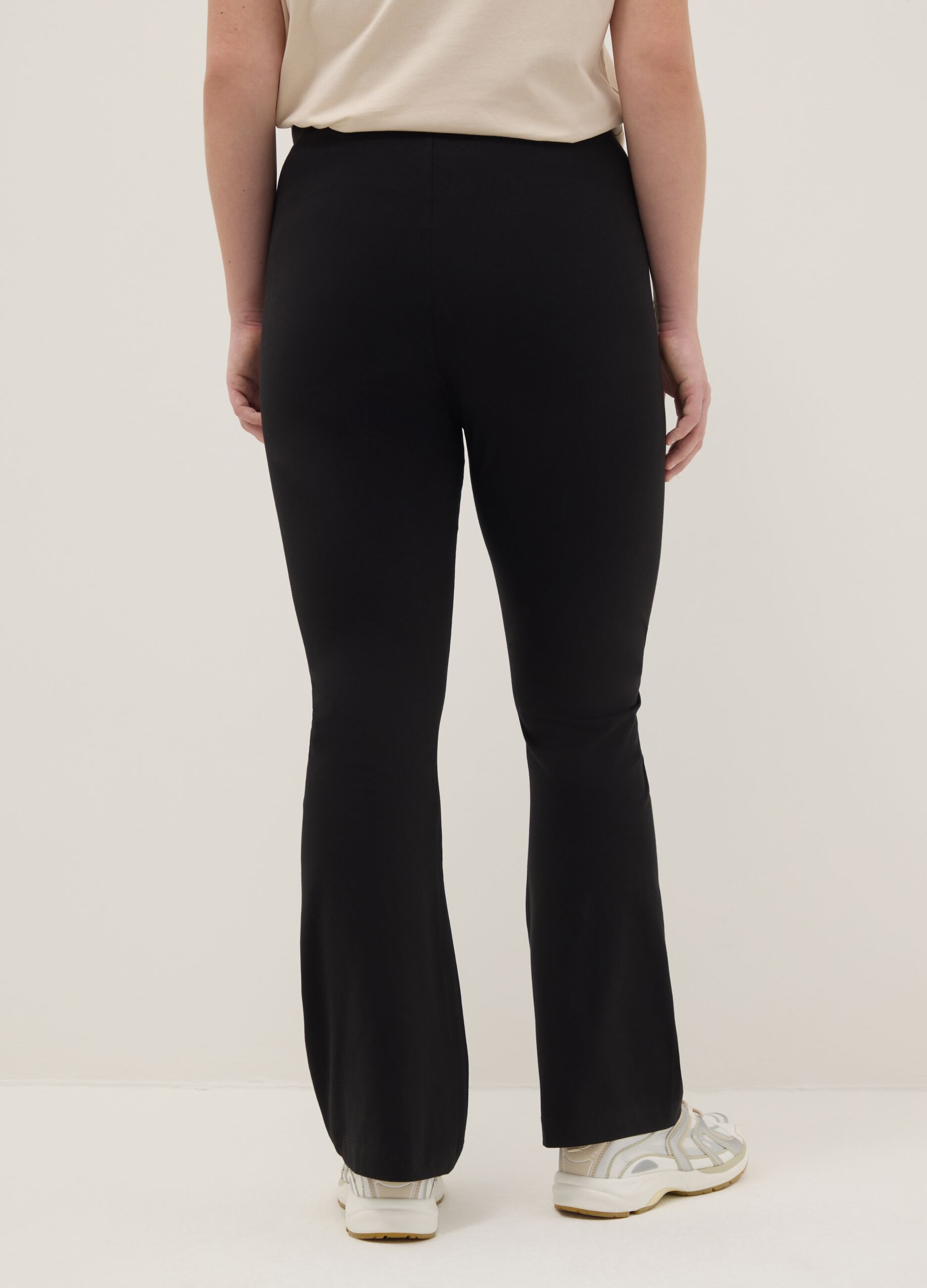 Black stretch cotton flare leggings