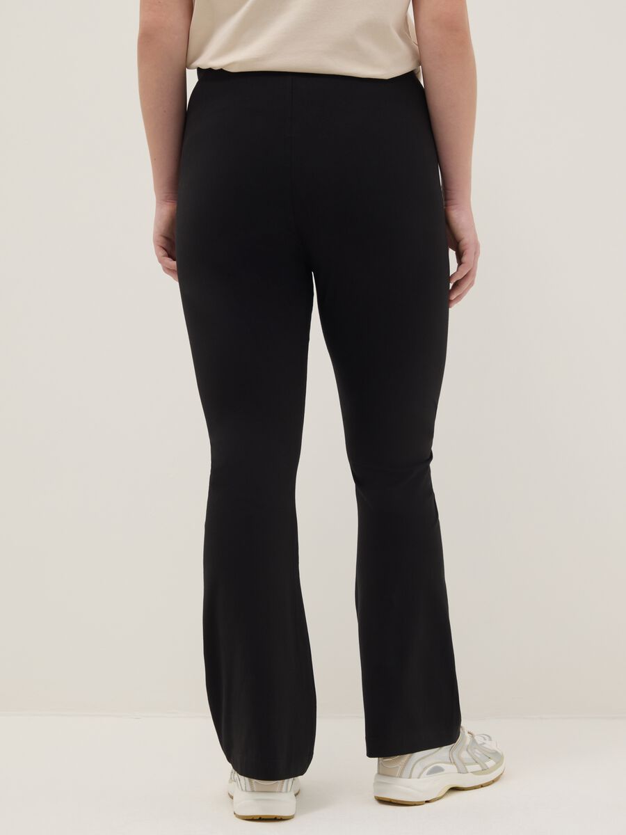 Black stretch cotton flare leggings_2
