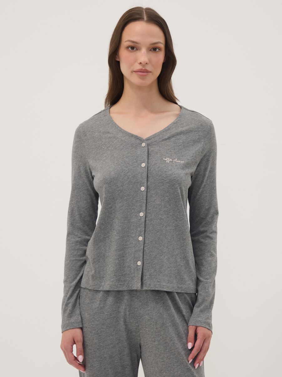 Grey pyjama T-shirt in cotton-viscose blend_2