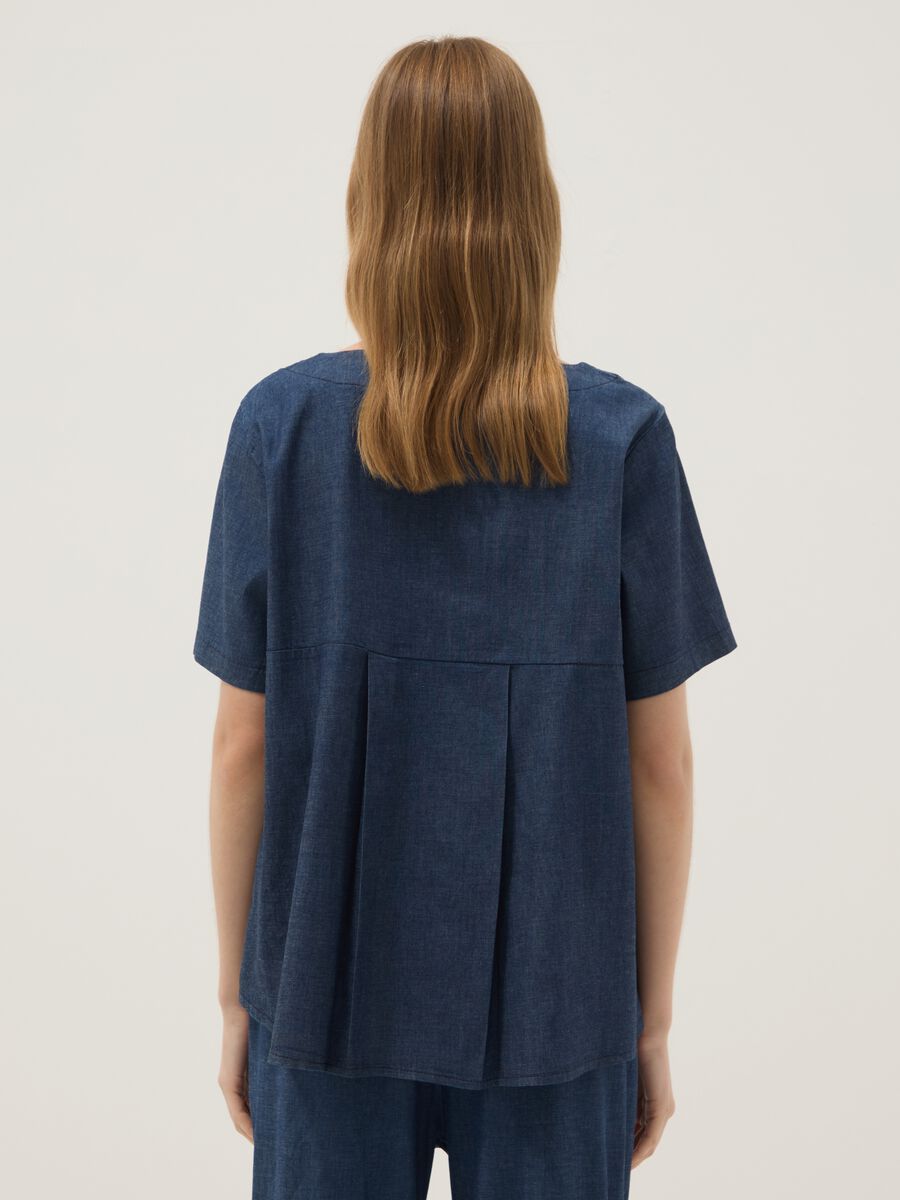Blue stretch cotton blouse_3