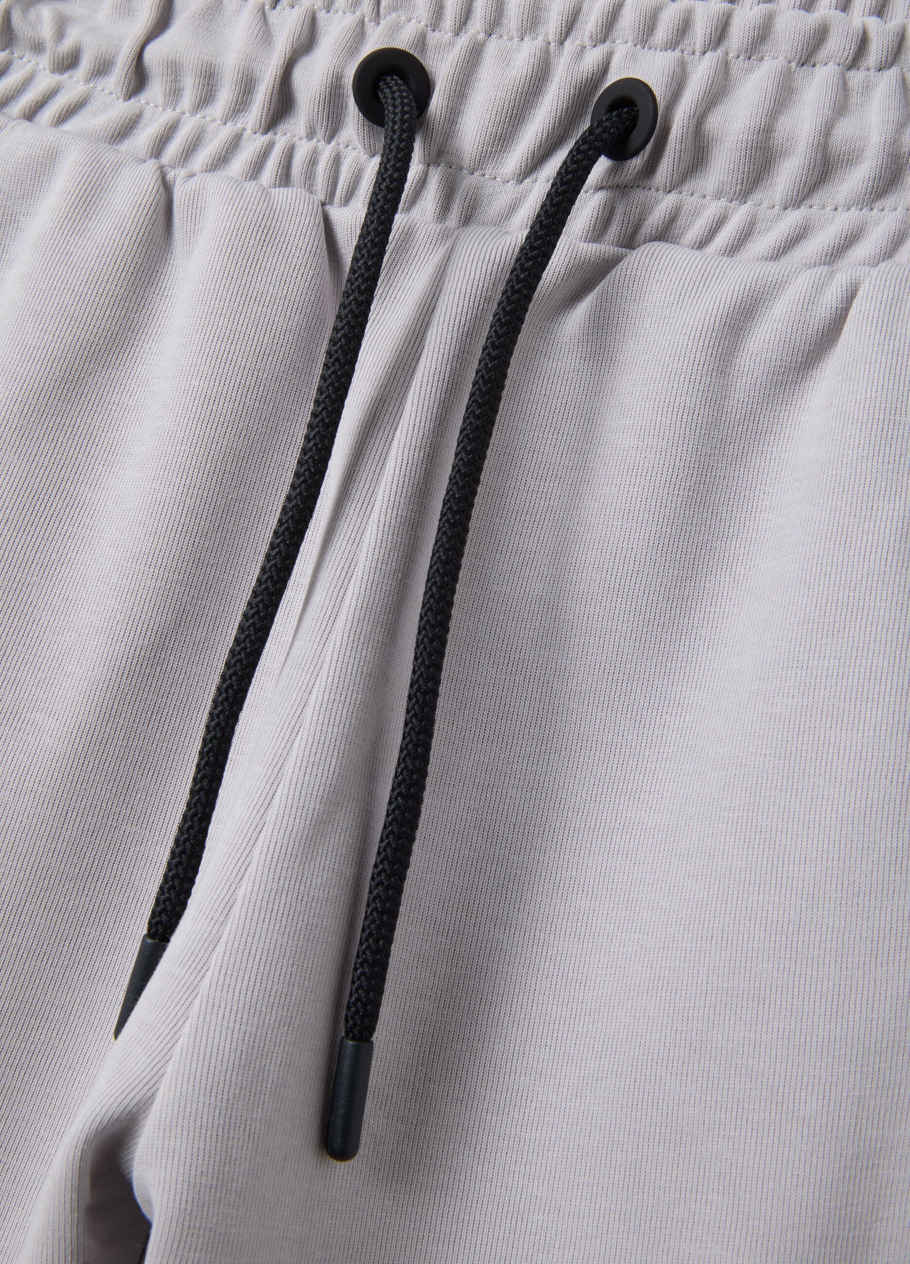 Grey cotton-blend bermuda shorts with elasticated waist