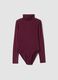 Purple modal and stretch wool bodysuit with crew neck_0