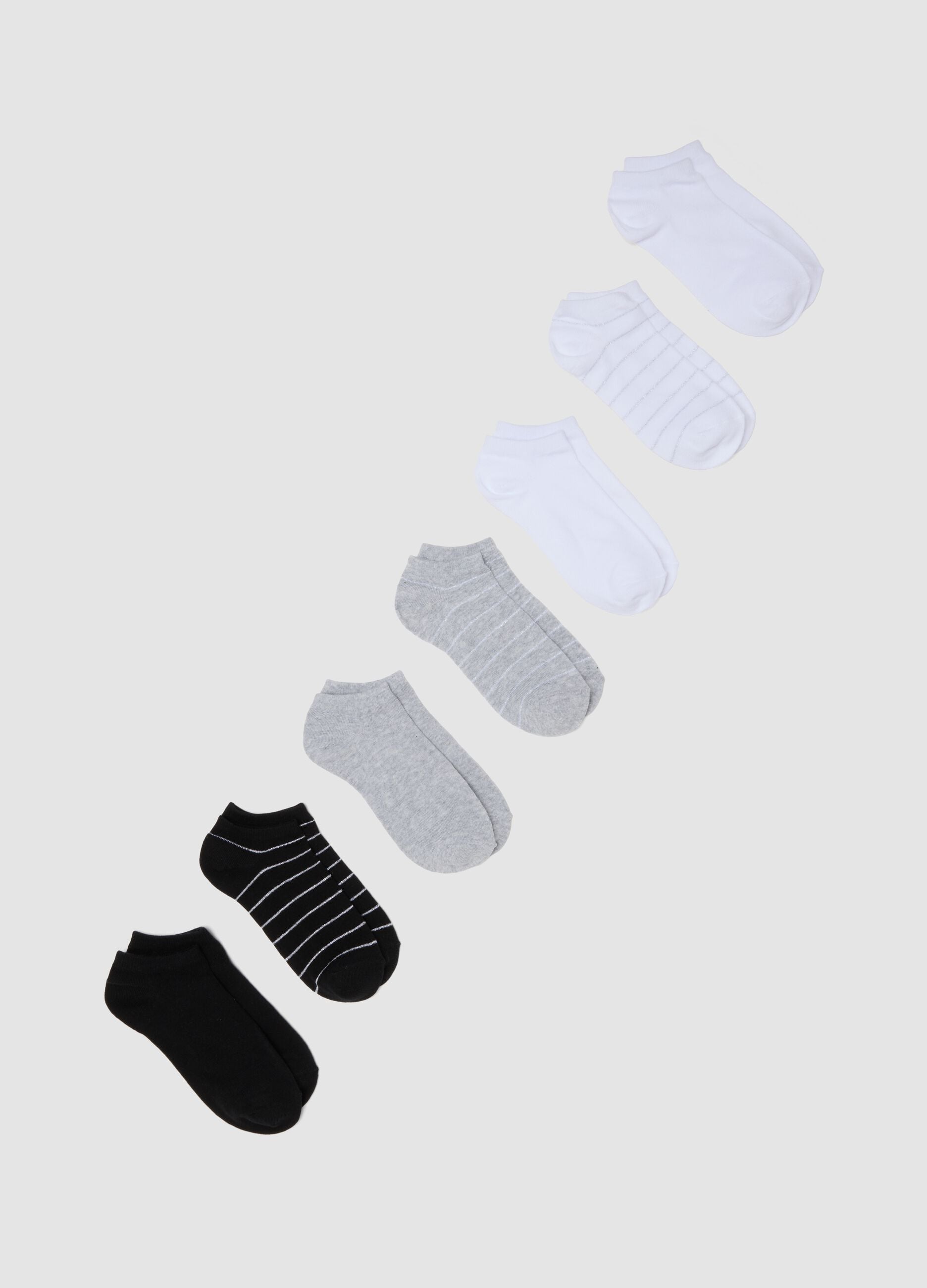 Seven-pack of multicolour organic cotton no-show socks