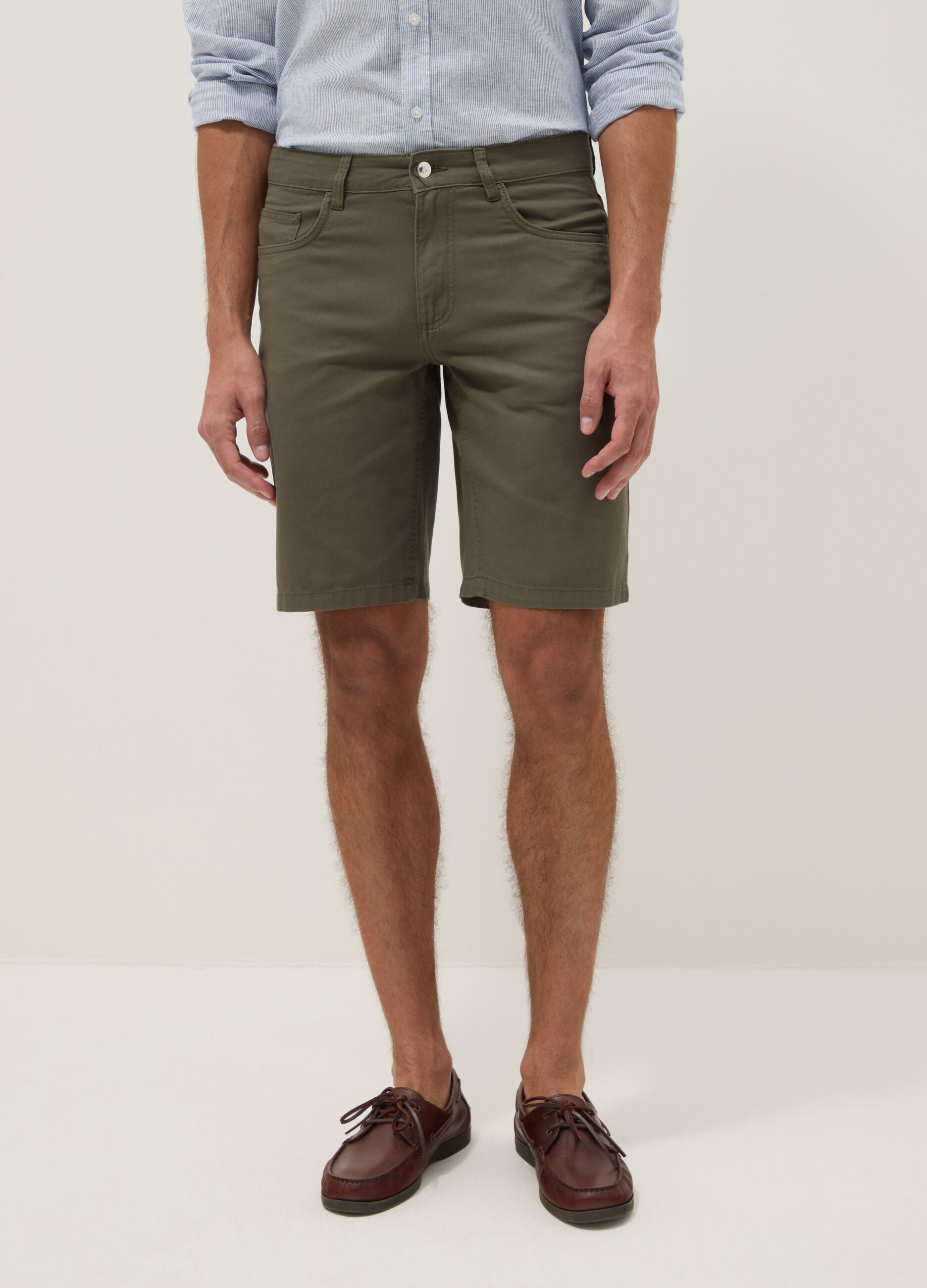 Shorts verdi in puro cotone regular fit