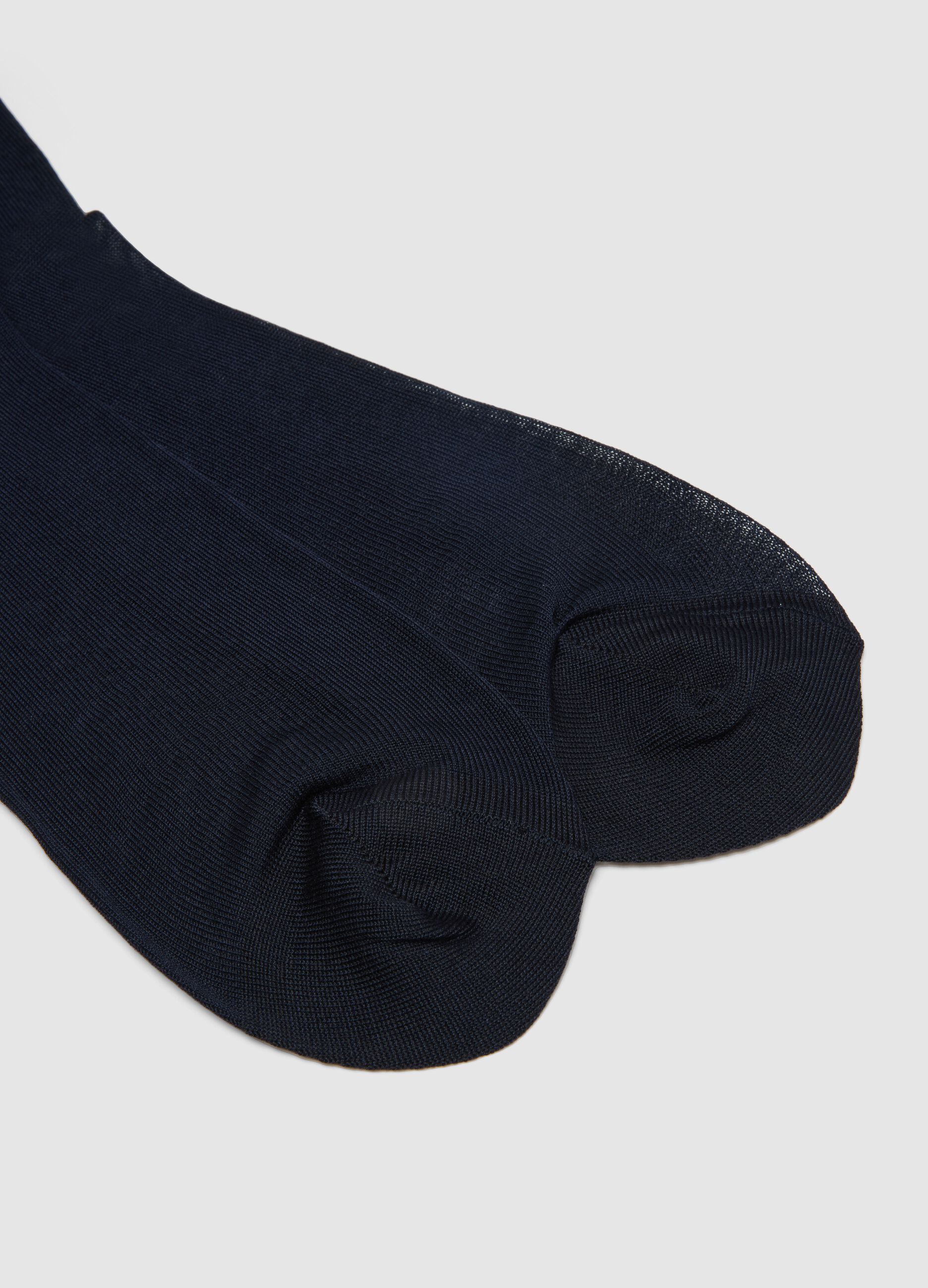Blue pure cotton regular fit long socks tripack