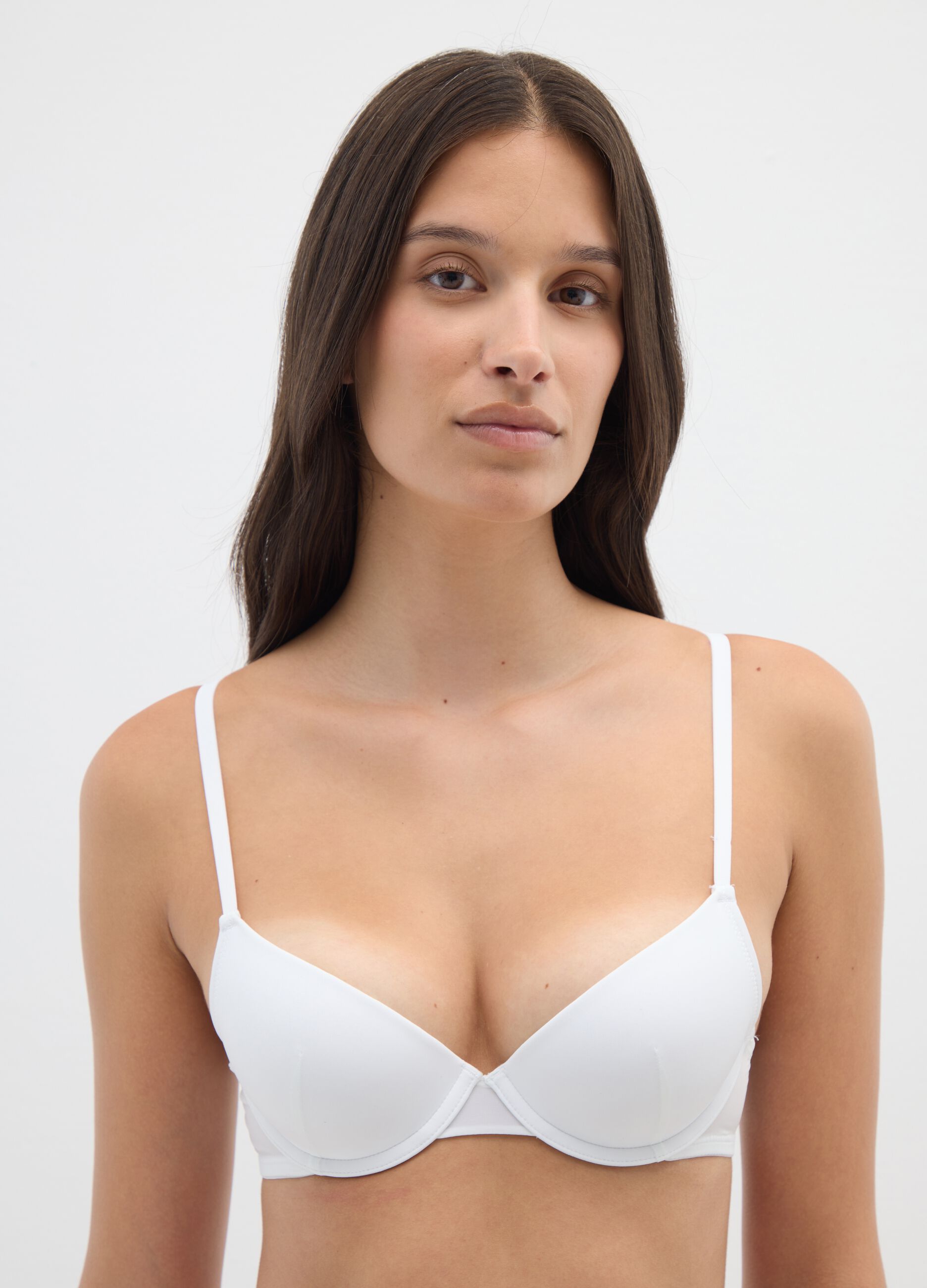 Women's White Stretch-Mix Bra
