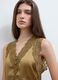 Brown viscose-blend lace top_0