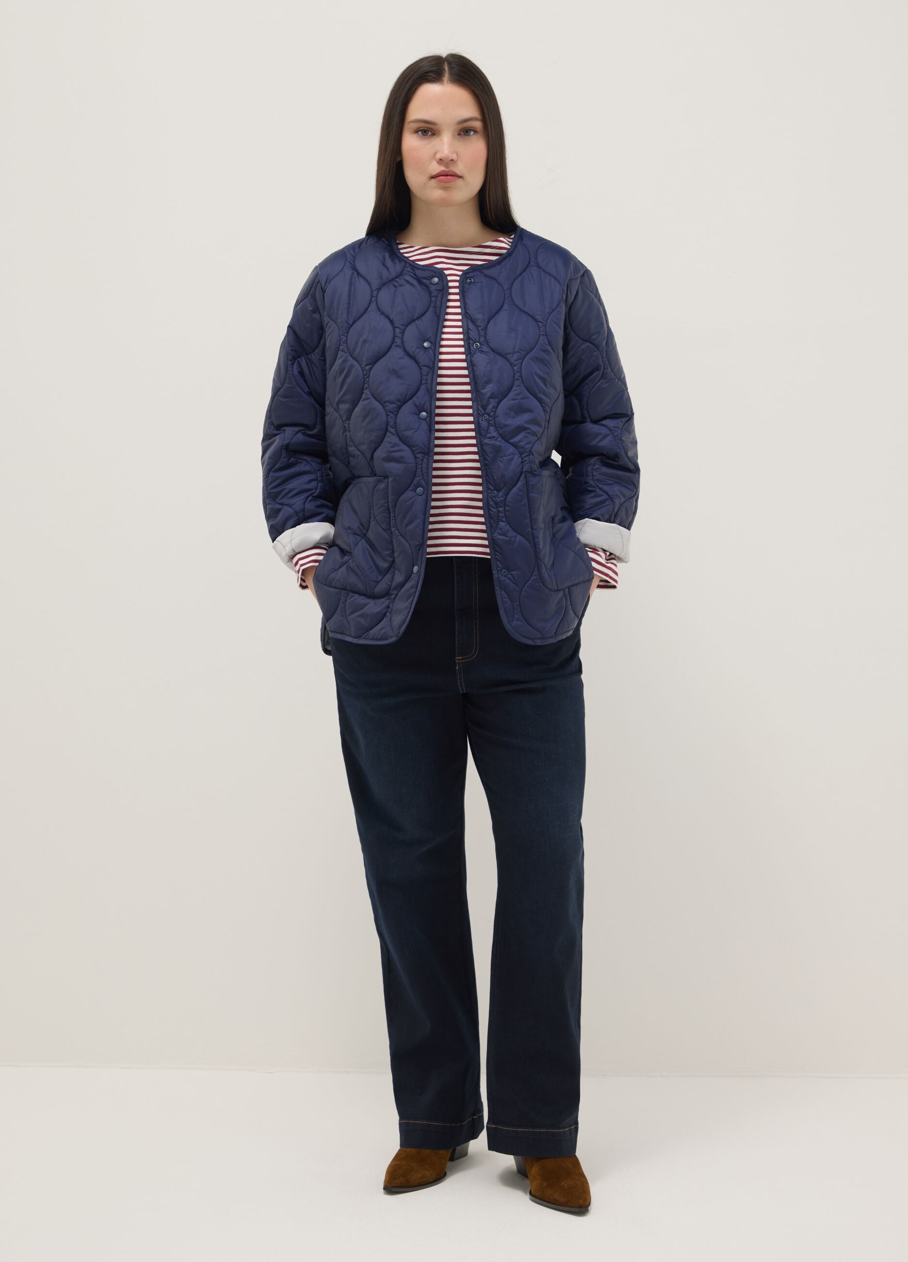 Blue quilted jacket regular fit with buttons