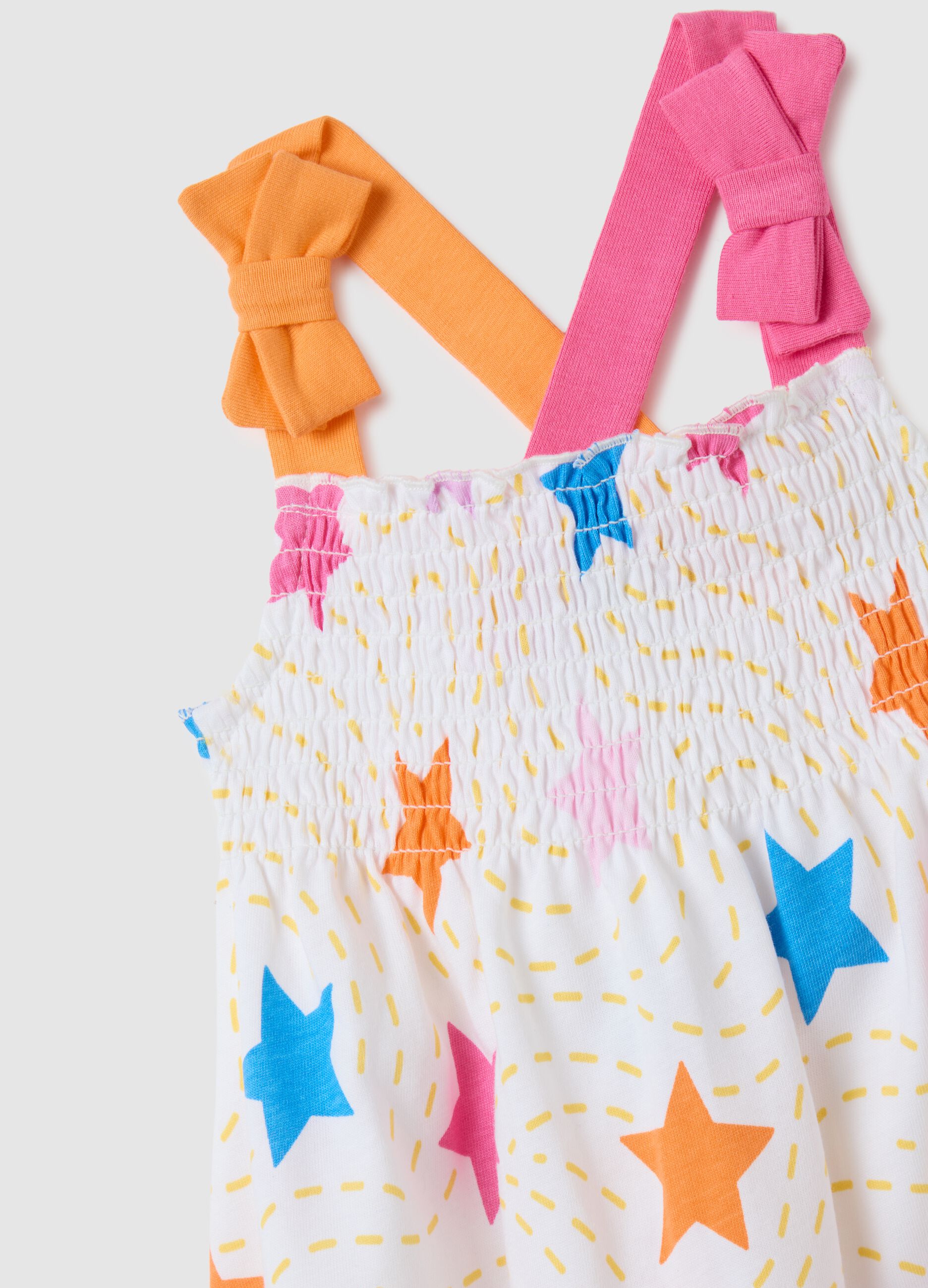 Baby girls&rsquo; multicoloured dress in 100% cotton with wide fit