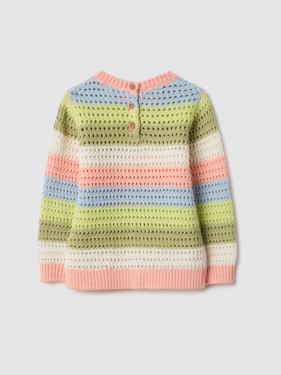 Multicolour pure cotton perforated jumper for girls_1