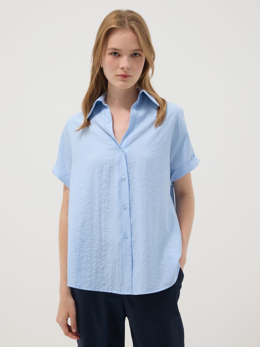 Light blue viscose-blend shirt_0