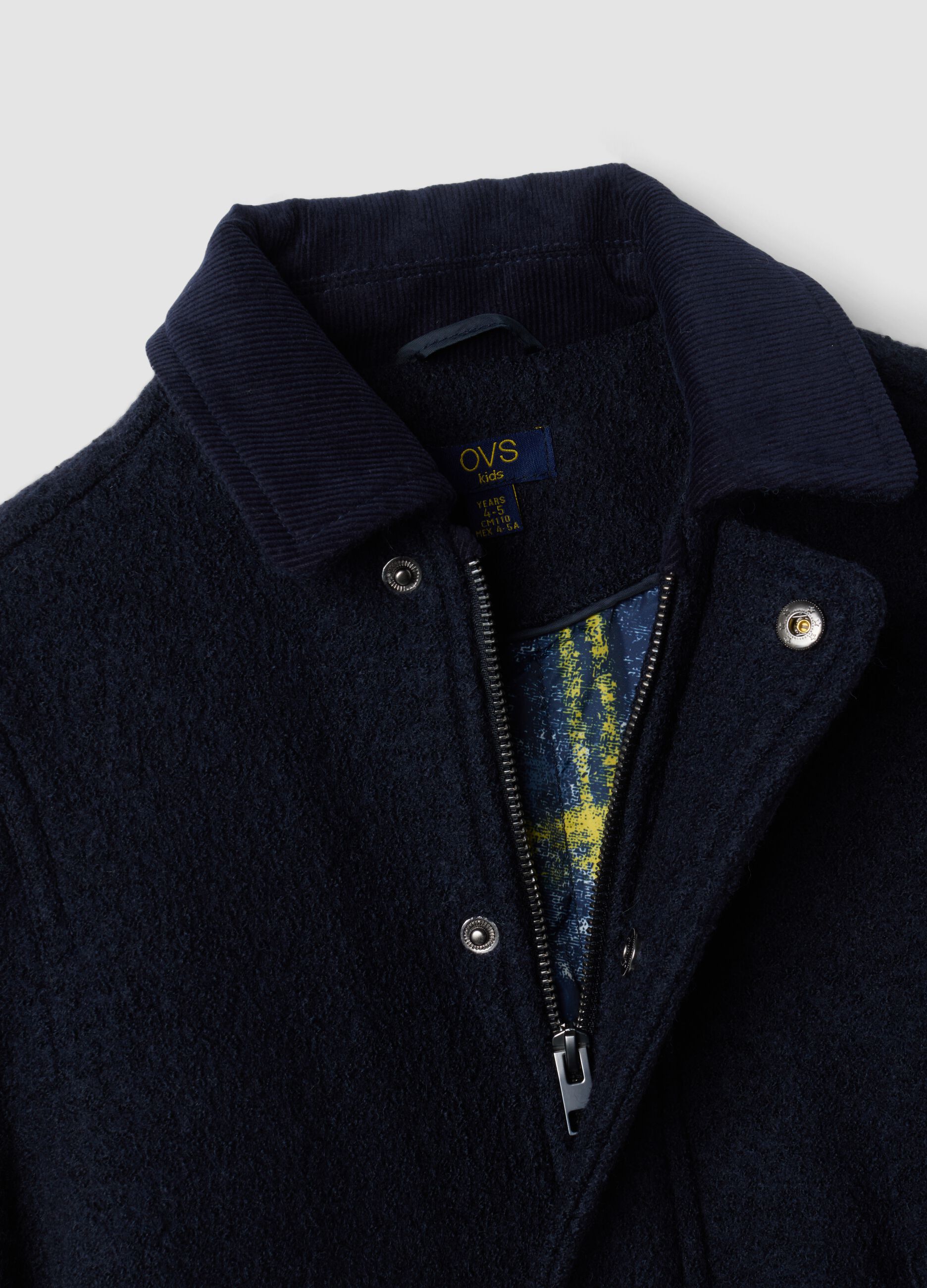 Blue regular-fit wool and viscose blend coat