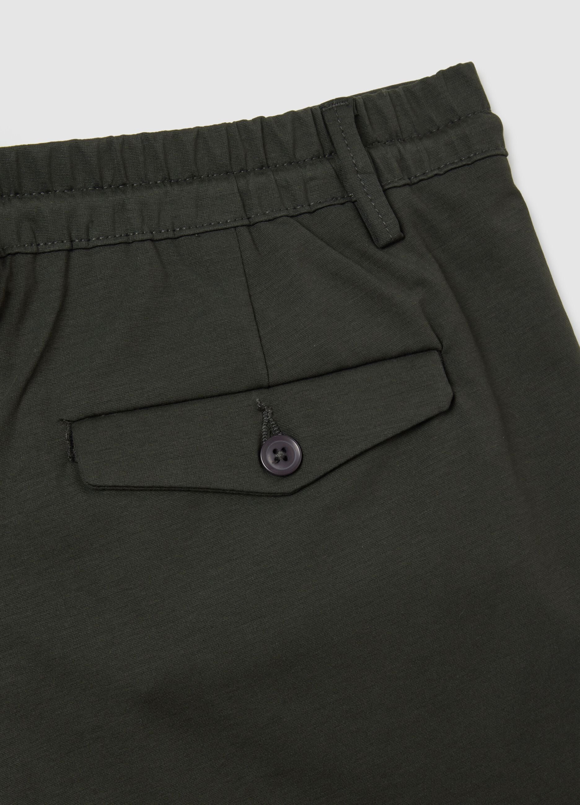 Green cotton blend regular fit chino trousers
