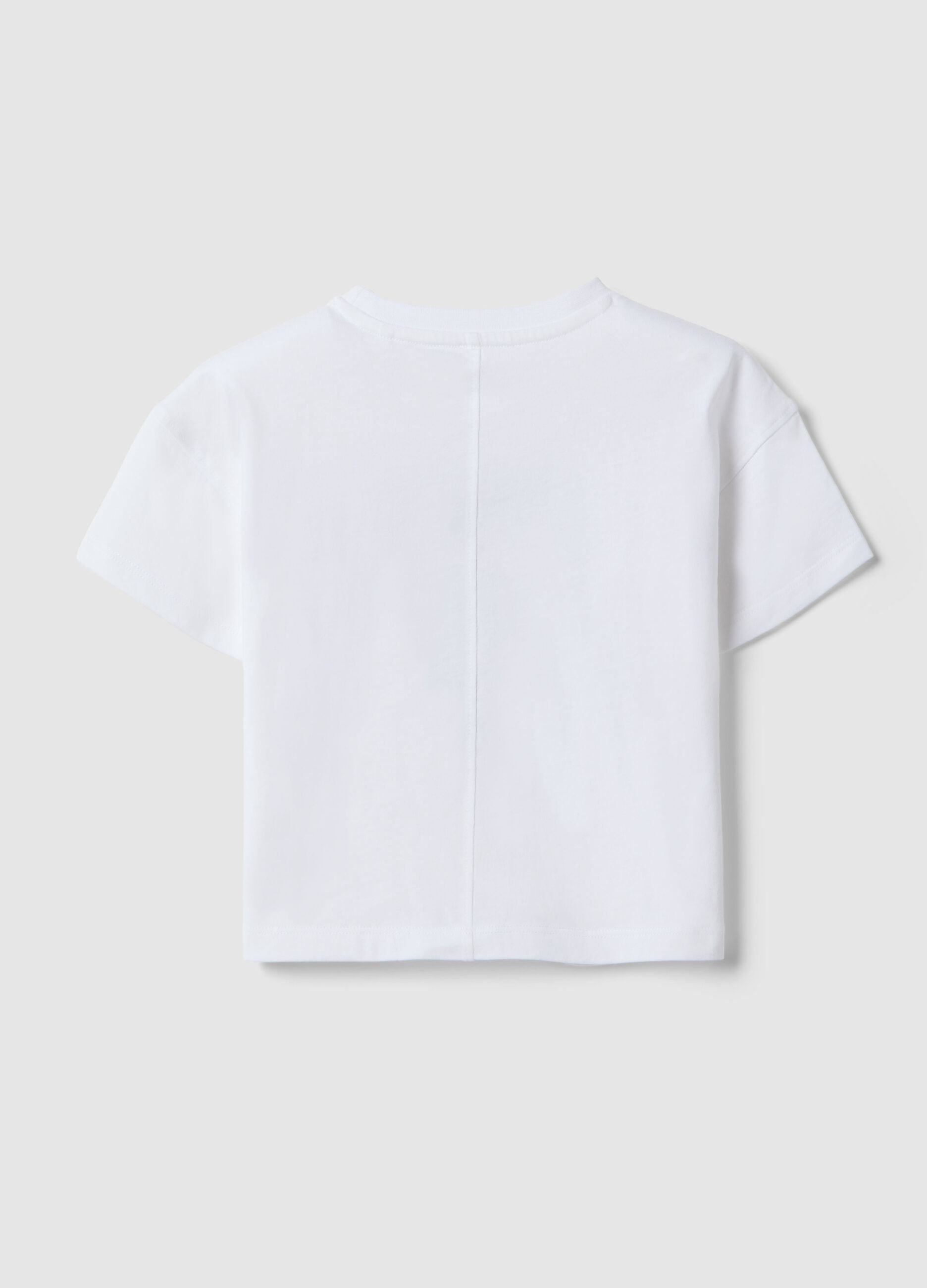 Girls' white pure cotton t-shirt regular fit with print