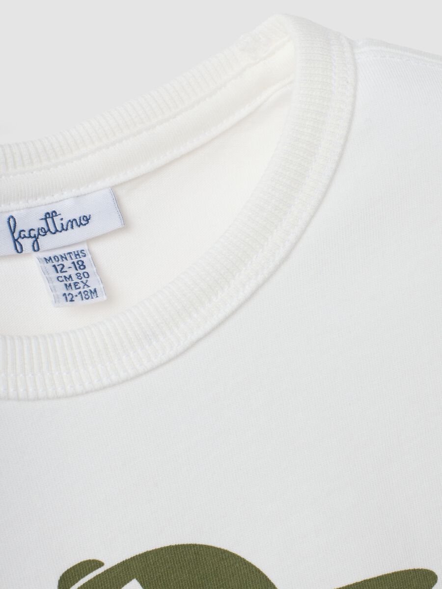 White organic cotton T-shirt with puppy print for boys_3