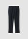 Blue slim-fit formal trousers in stretch viscose twill_4