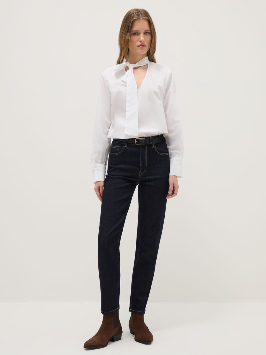 Blue stretch cotton slim fit jeans_0