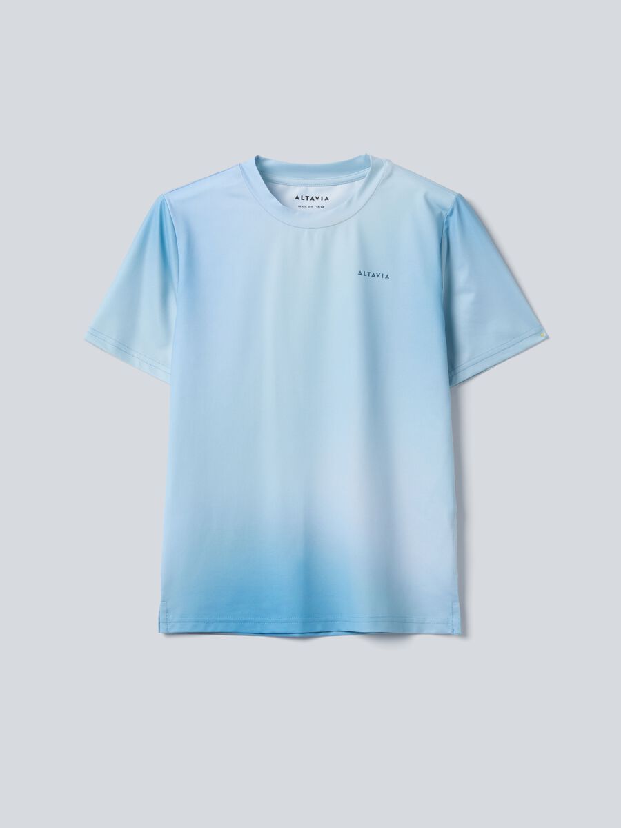 ALTAVIA COURT blue sports T-shirt in stretch technical fabric with tie-dye effect for boys_3