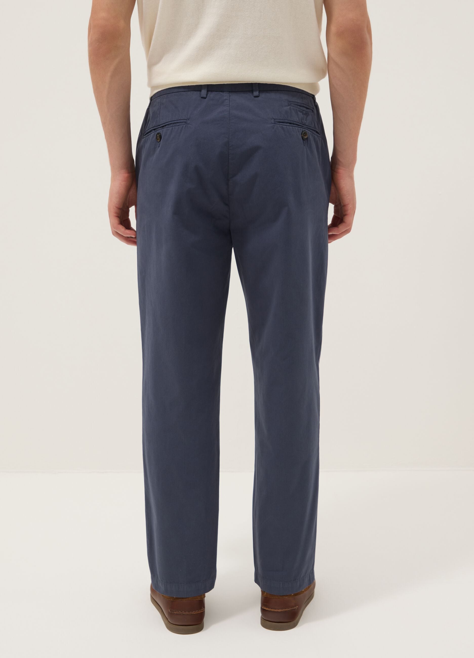 Blue pure cotton carrot-fit chinos
