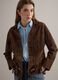 Brown genuine leather jacket with fringes_1