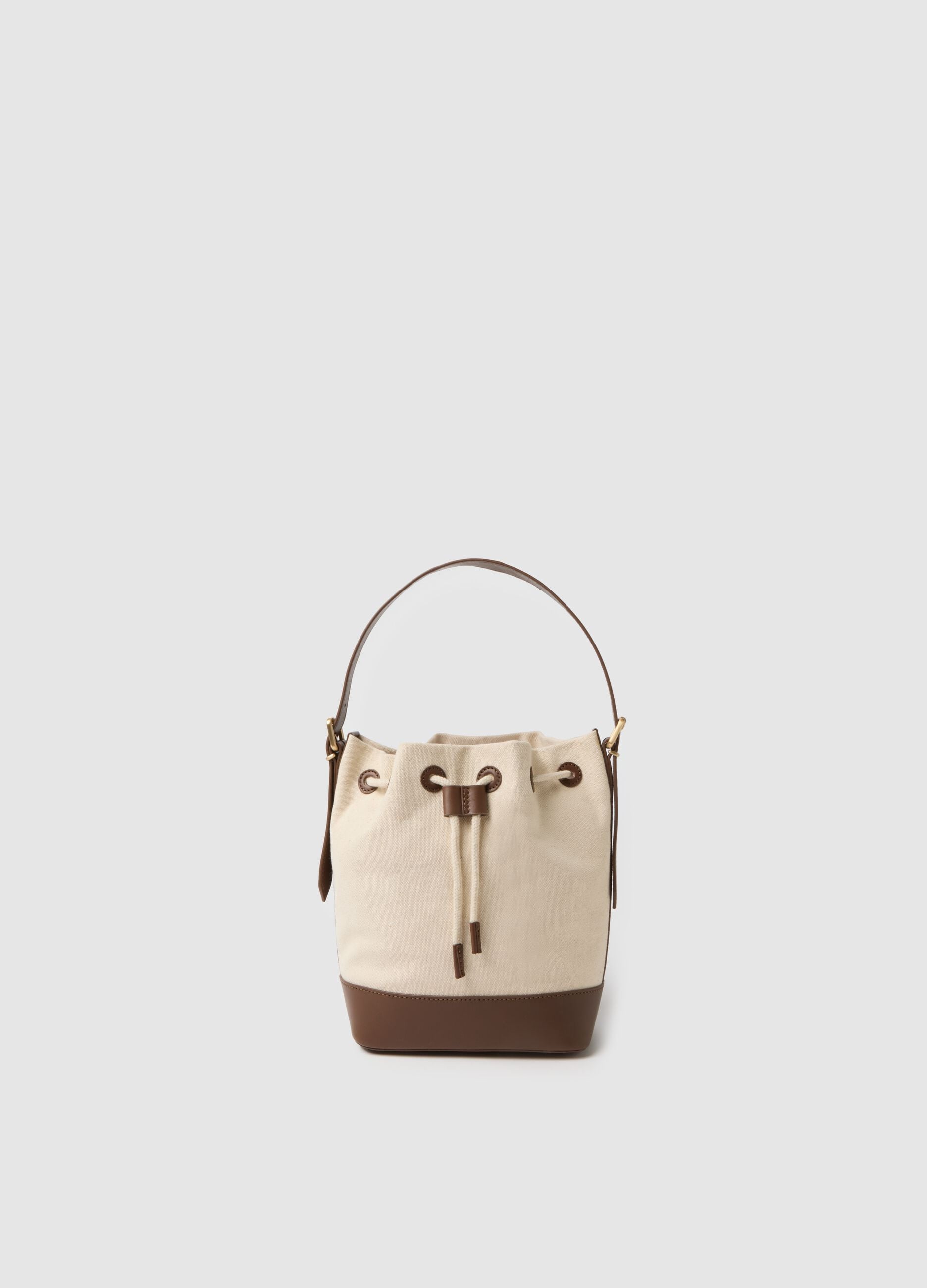 Multicolour pure cotton shoulder bag with drawstring closure