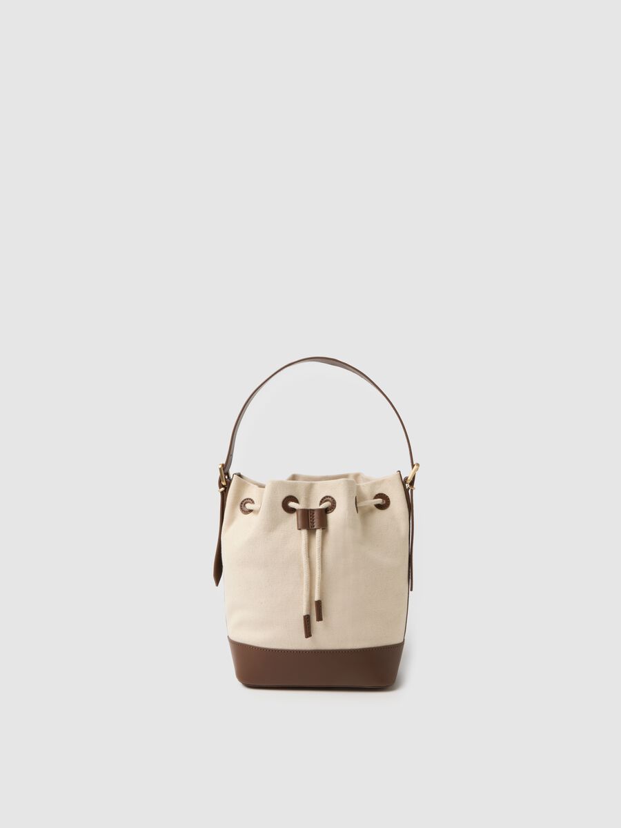 Borsa a spalla in puro cotone multicolor con chiusura a strozzo_0