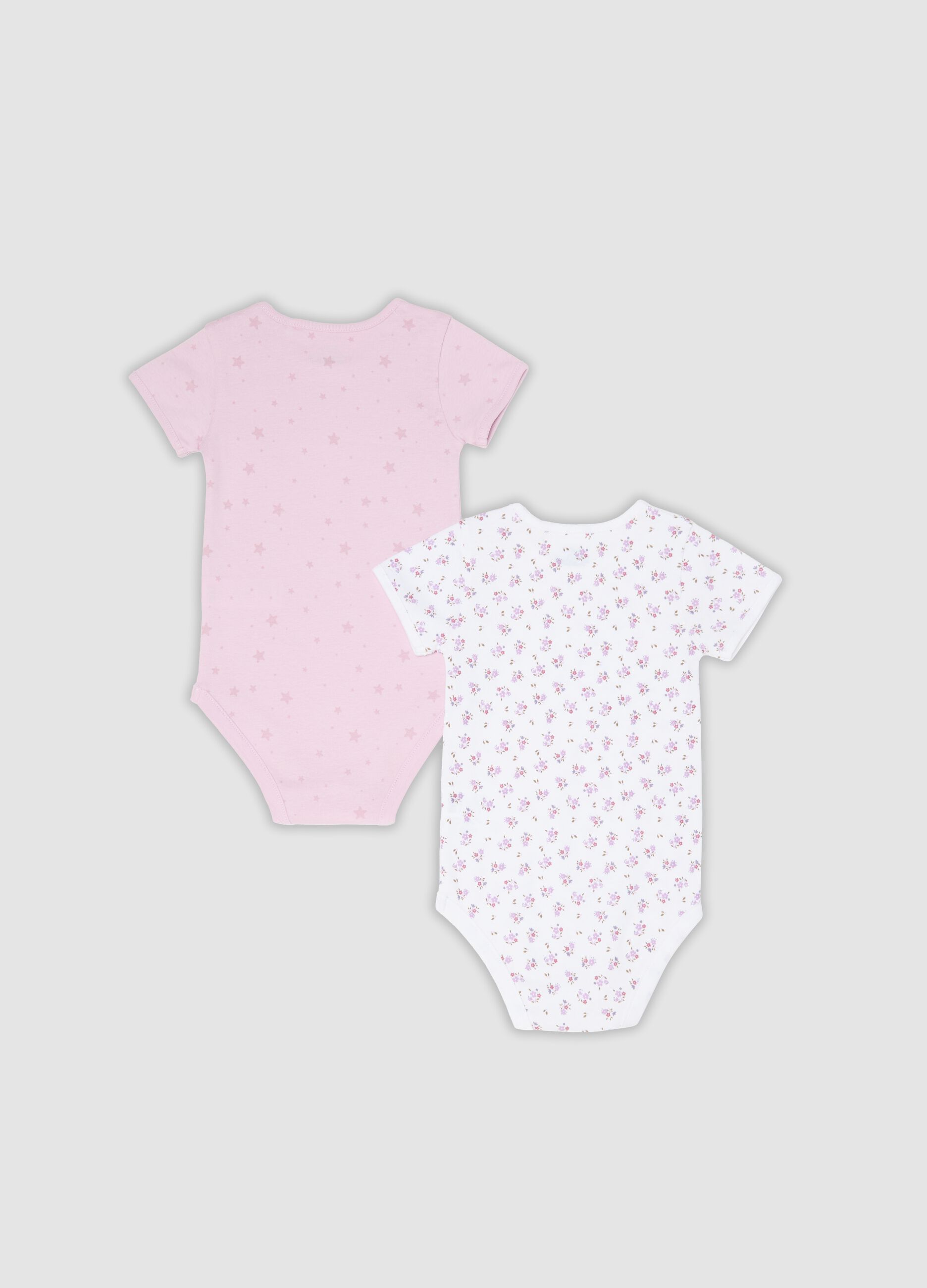 2-pack of pink organic cotton short-sleeve bodysuits for baby girls