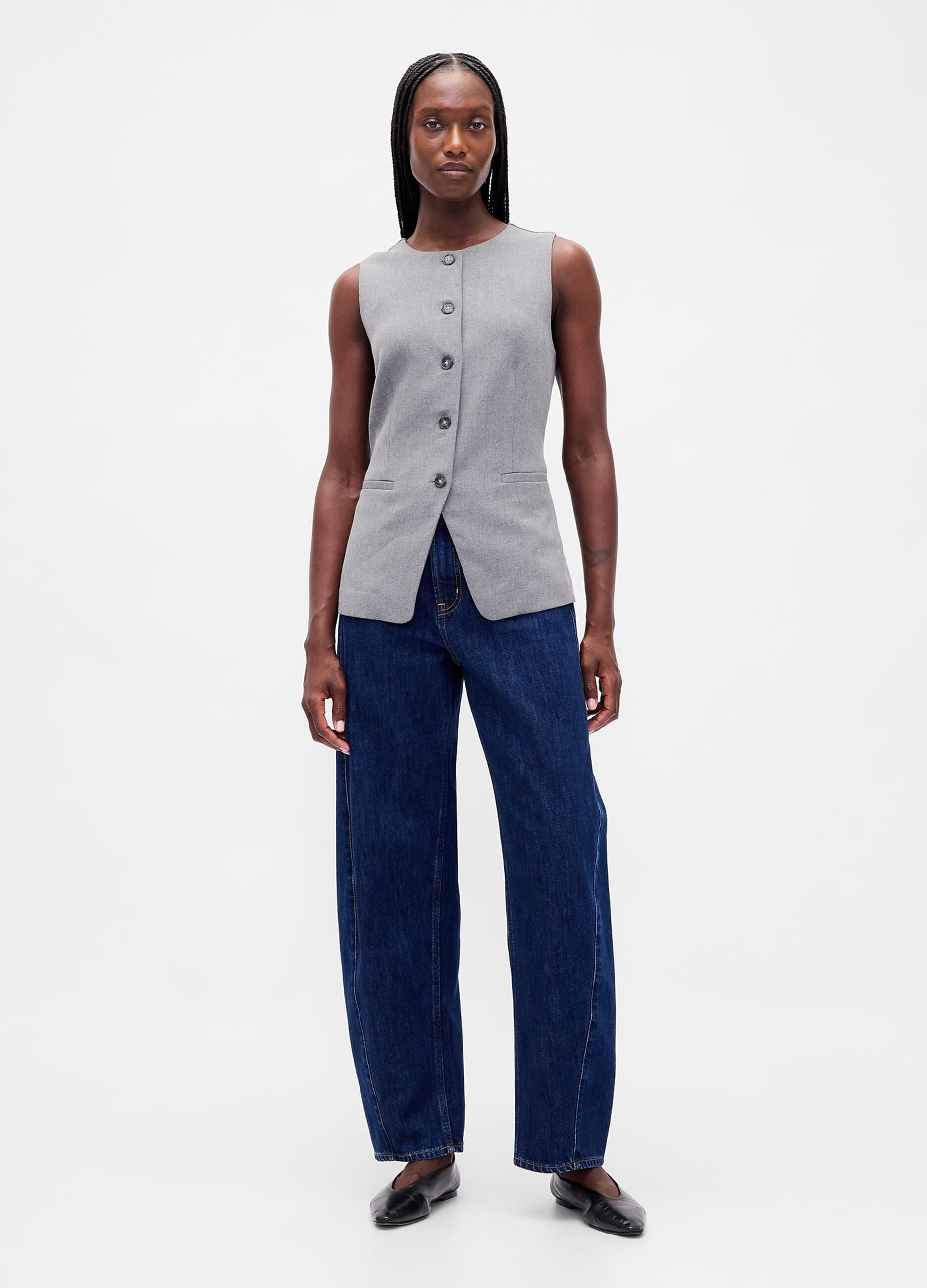 Grey Waistcoat in Stretch Fabric