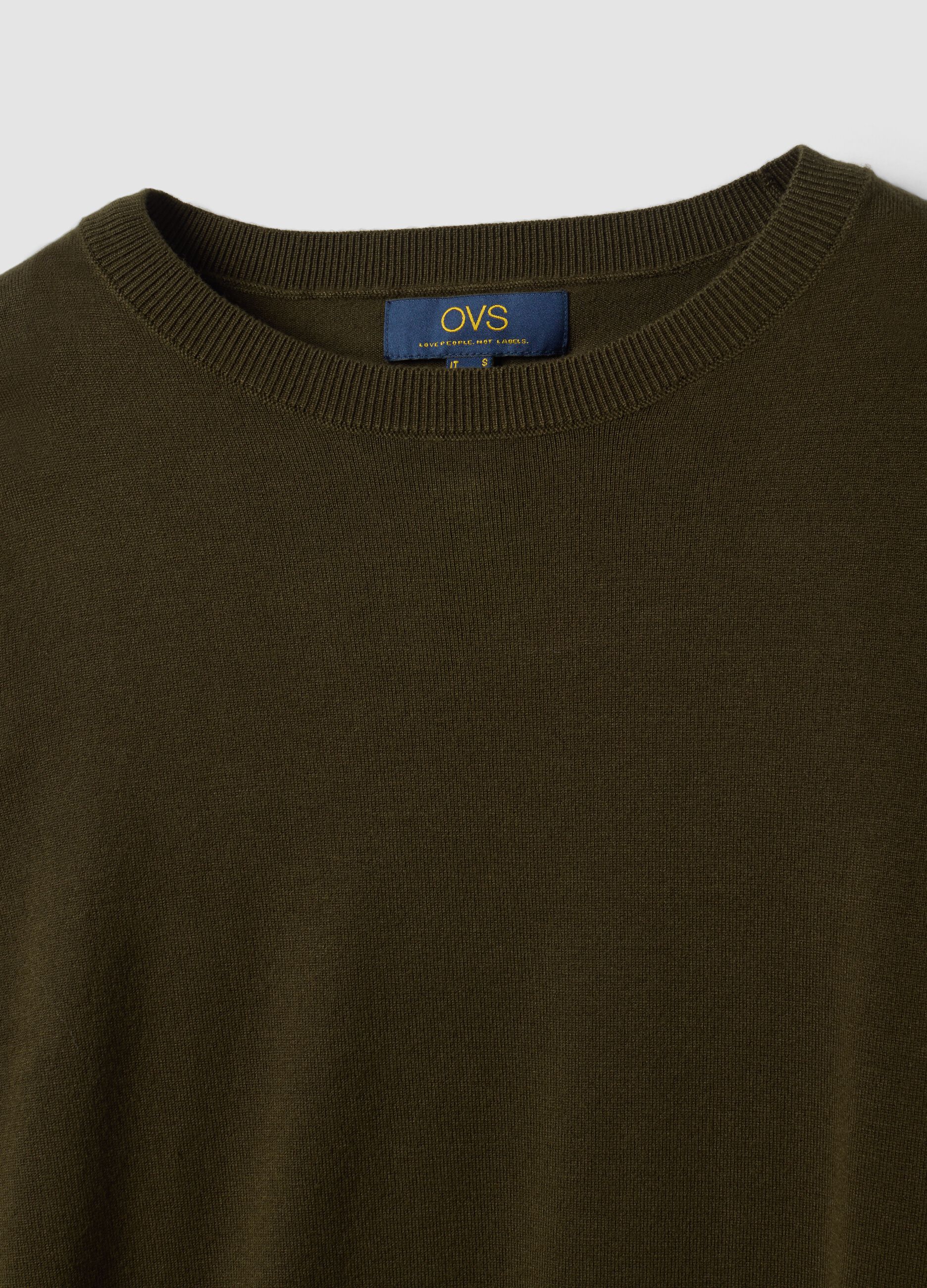 Green viscose-blend crew-neck jumper