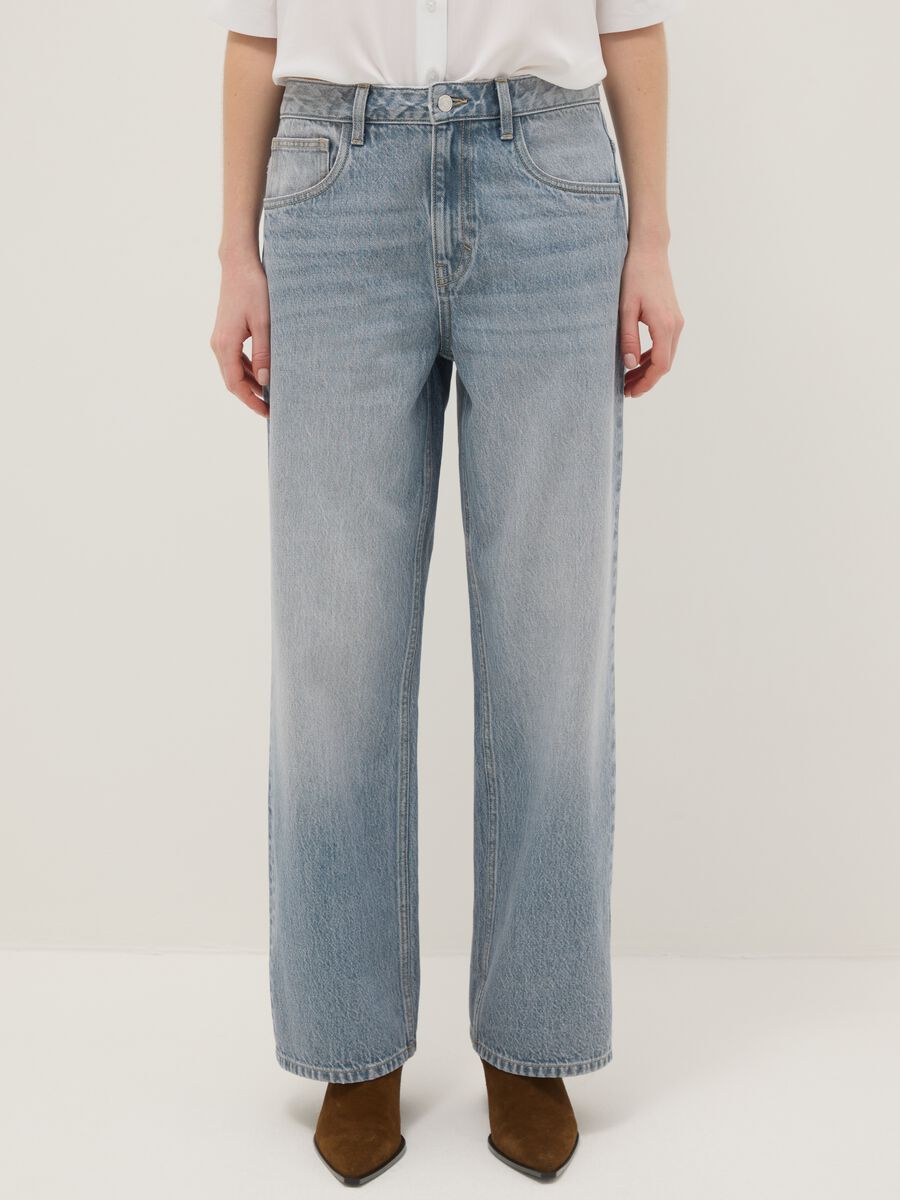Jeans baggy in puro cotone lavaggio chiaro_1