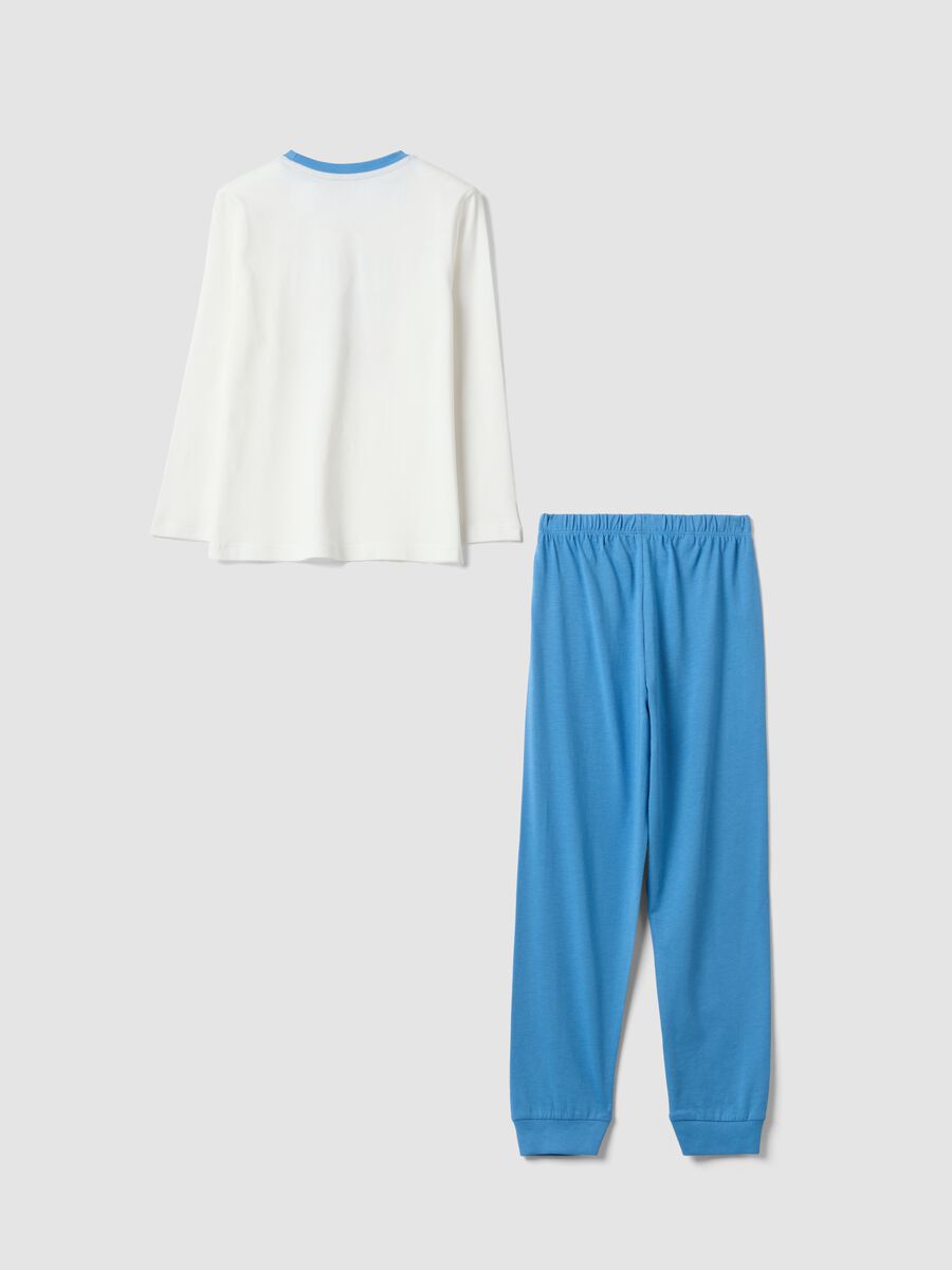 White long organic cotton jersey pyjamas with print for boys_1