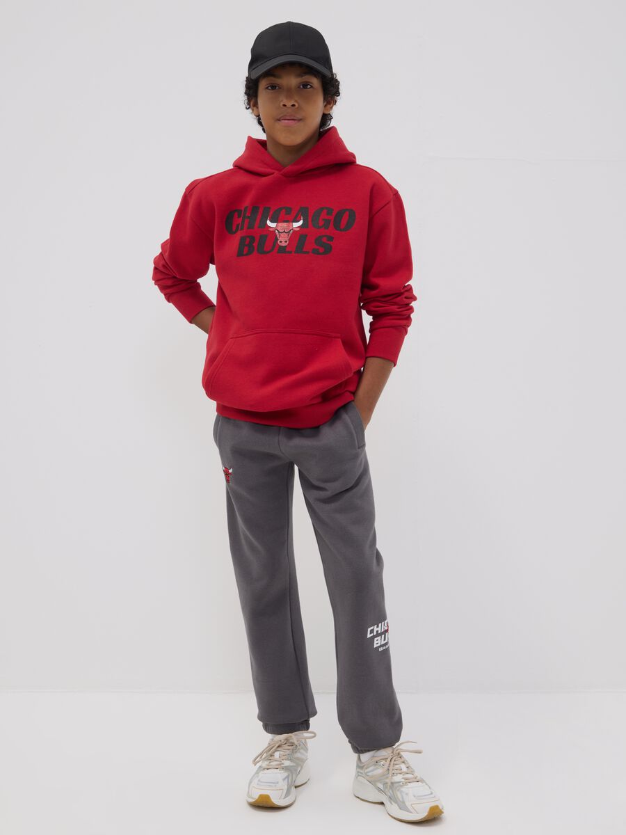 Grey cotton-blend track trousers with Chicago Bulls print_0