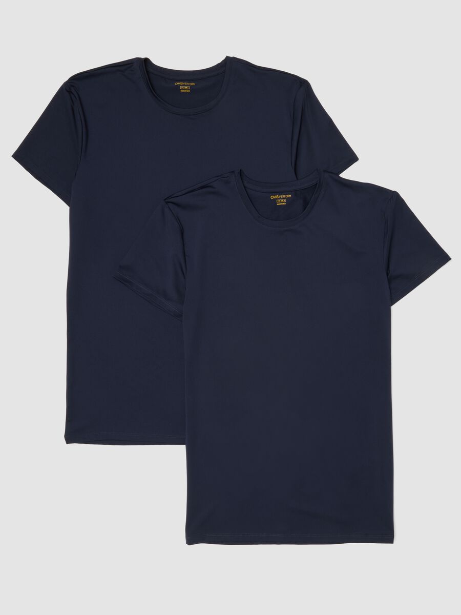 Bipack di t-shirt blu in tessuto elasticizzato_4