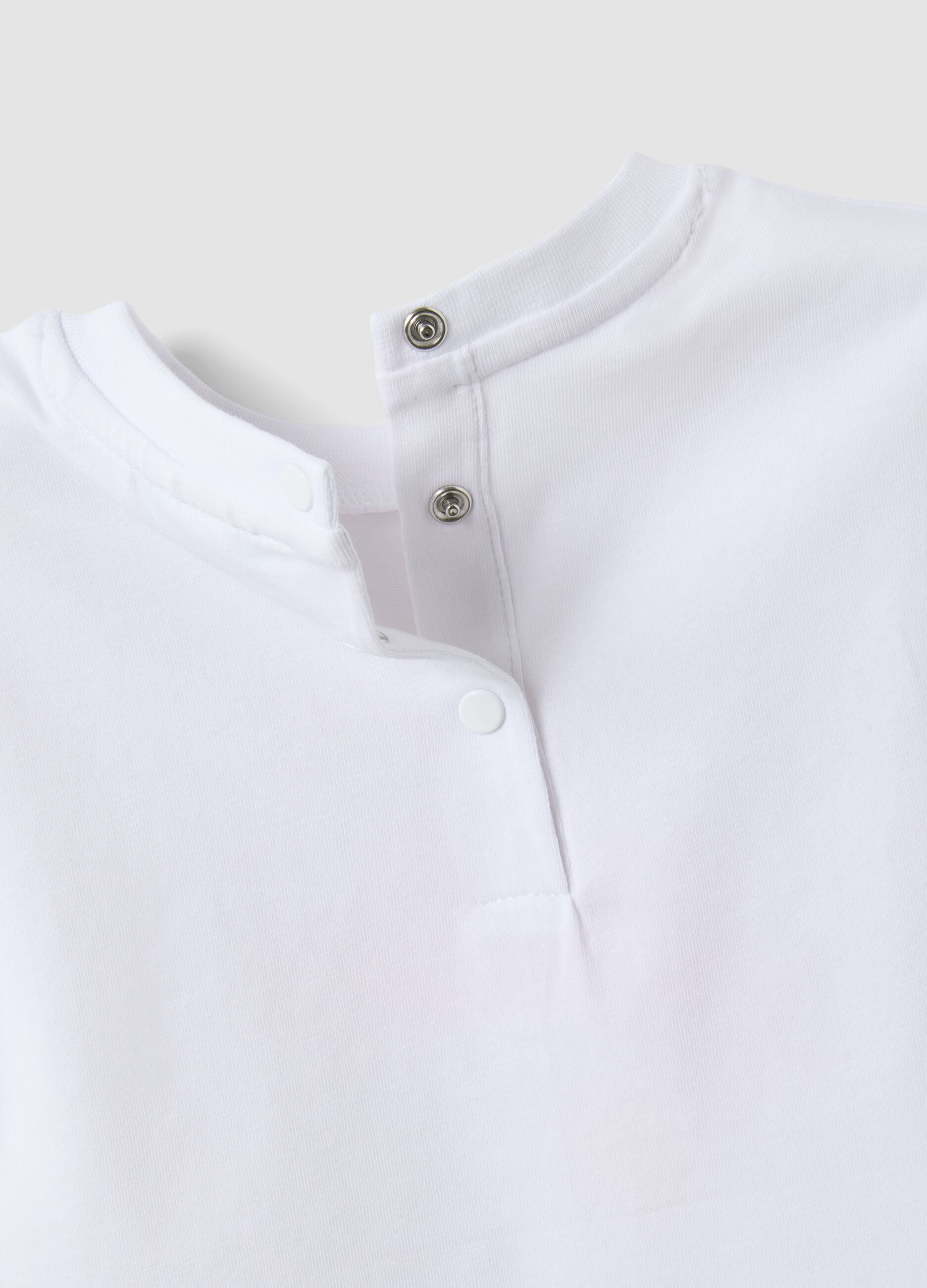 Girls' white stretch cotton T-shirt regular fit with embroidery