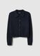 Blue cotton cardigan with polo collar, regular fit_4