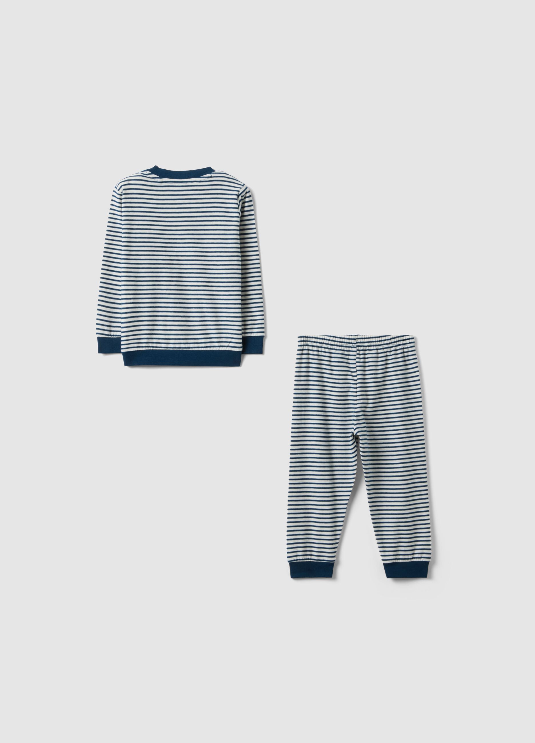 Baby multicolour striped pure cotton pyjamas with print