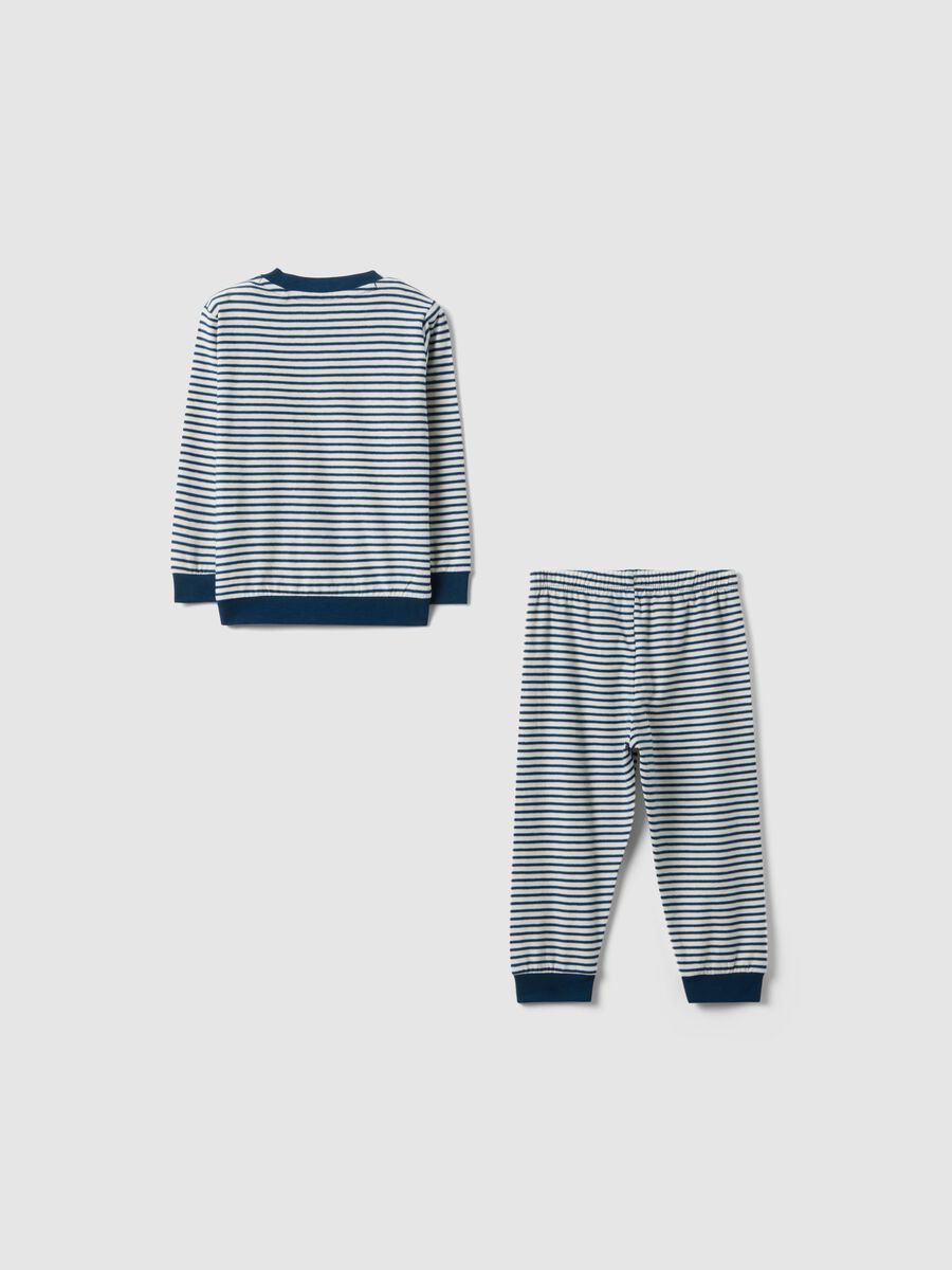 Baby multicolour striped pure cotton pyjamas with print_1
