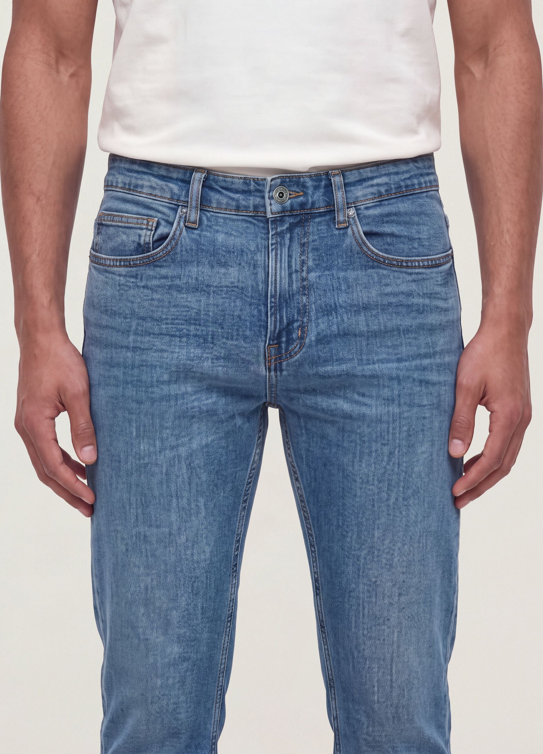 Blue slim-fit stretch cotton jeans