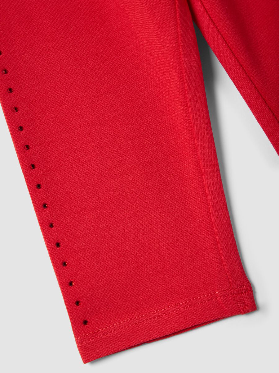 Leggings in cotone elasticizzato rossi da bimba slim fit_3