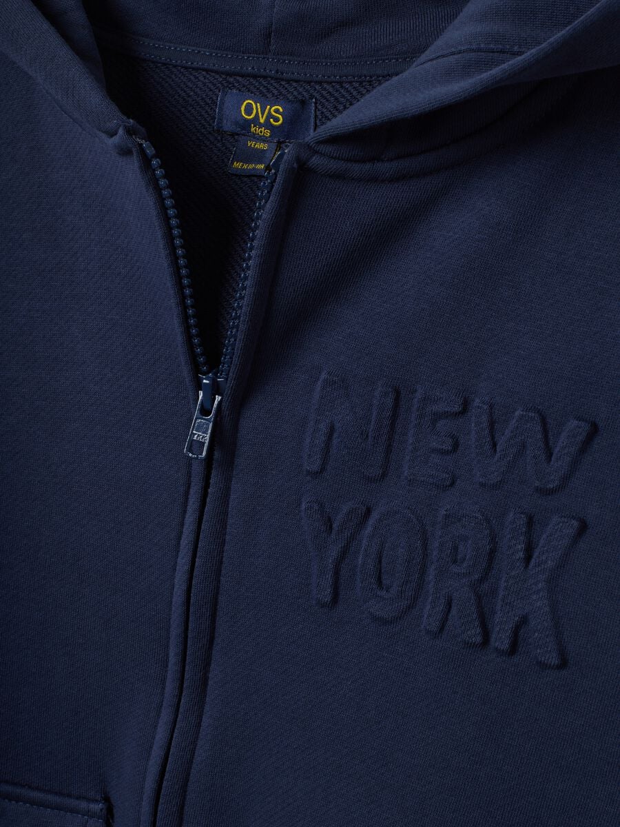 Blue pure cotton hoodie with crew neck_1