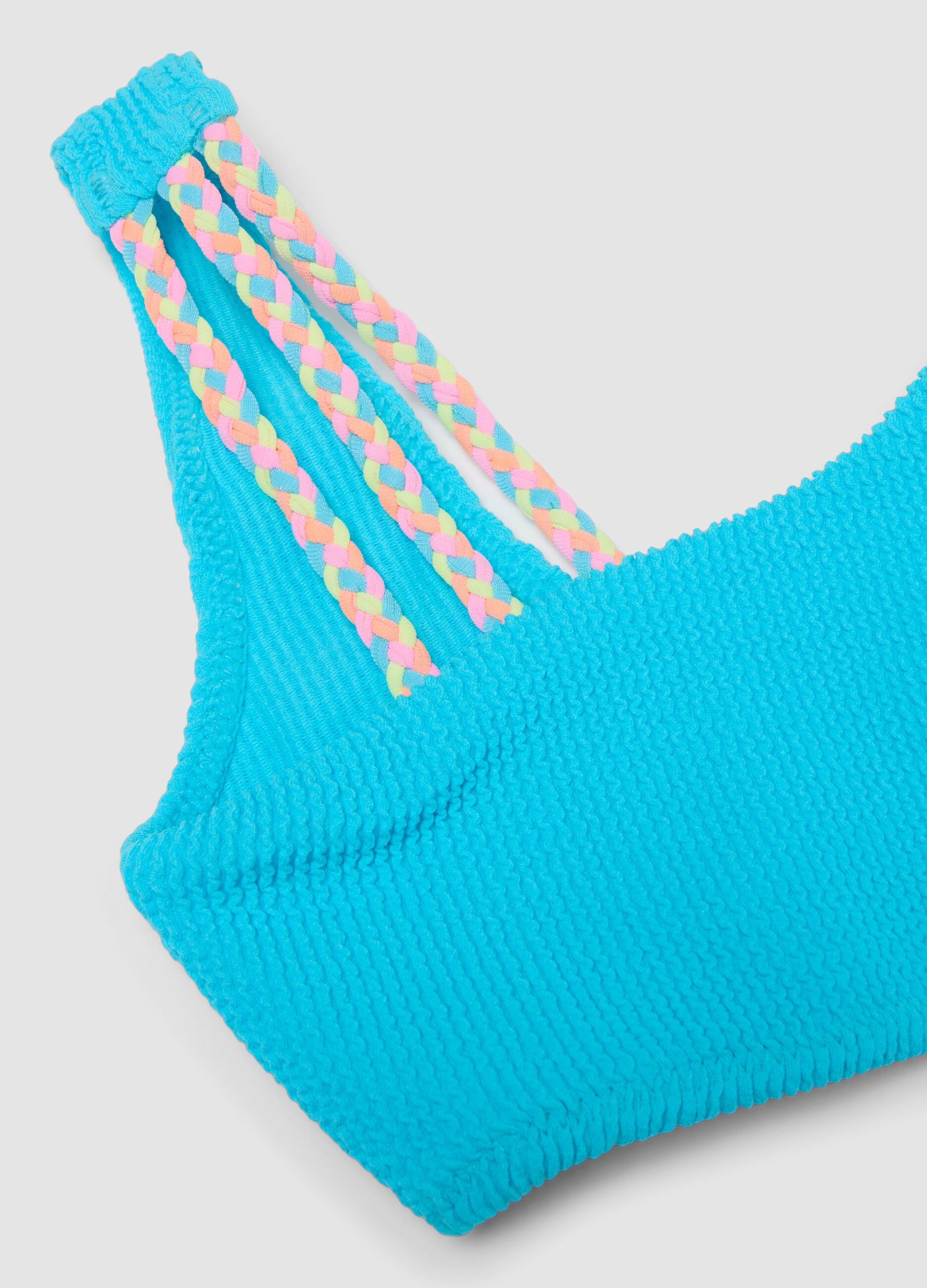 Blue bandeau bikini in stretch fabric