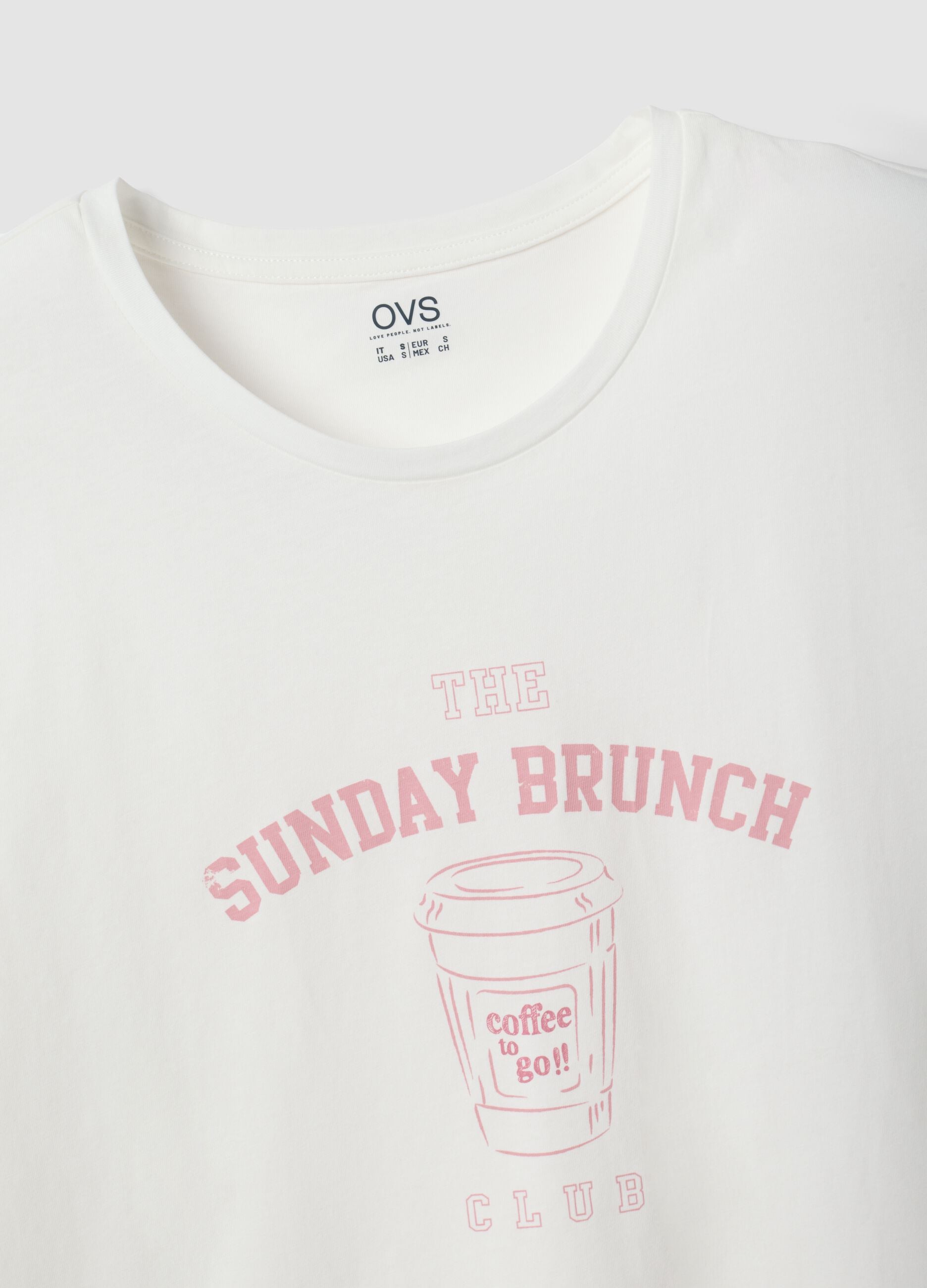 White organic cotton pyjama T-shirt with front slogan