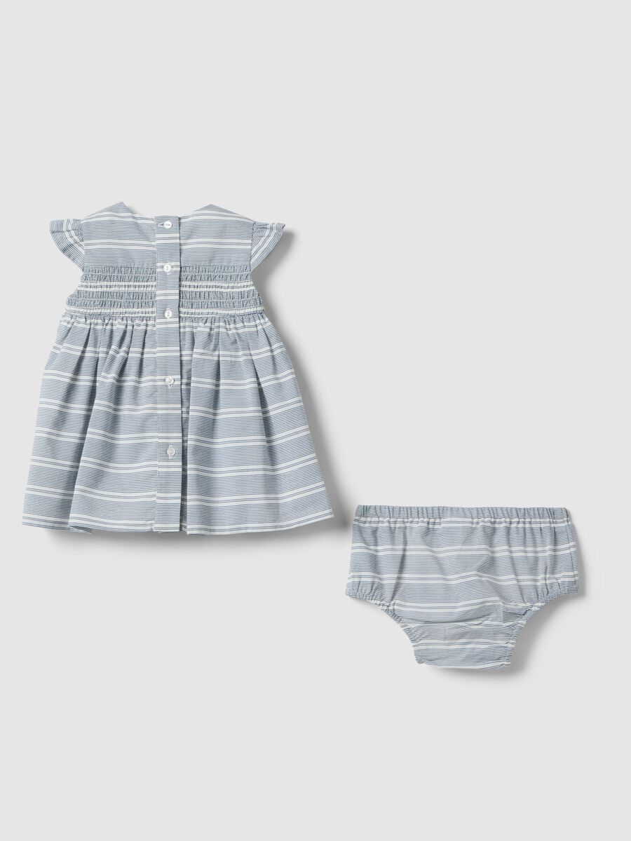 Set in puro cotone a righe multicolor da neonata con volant_1